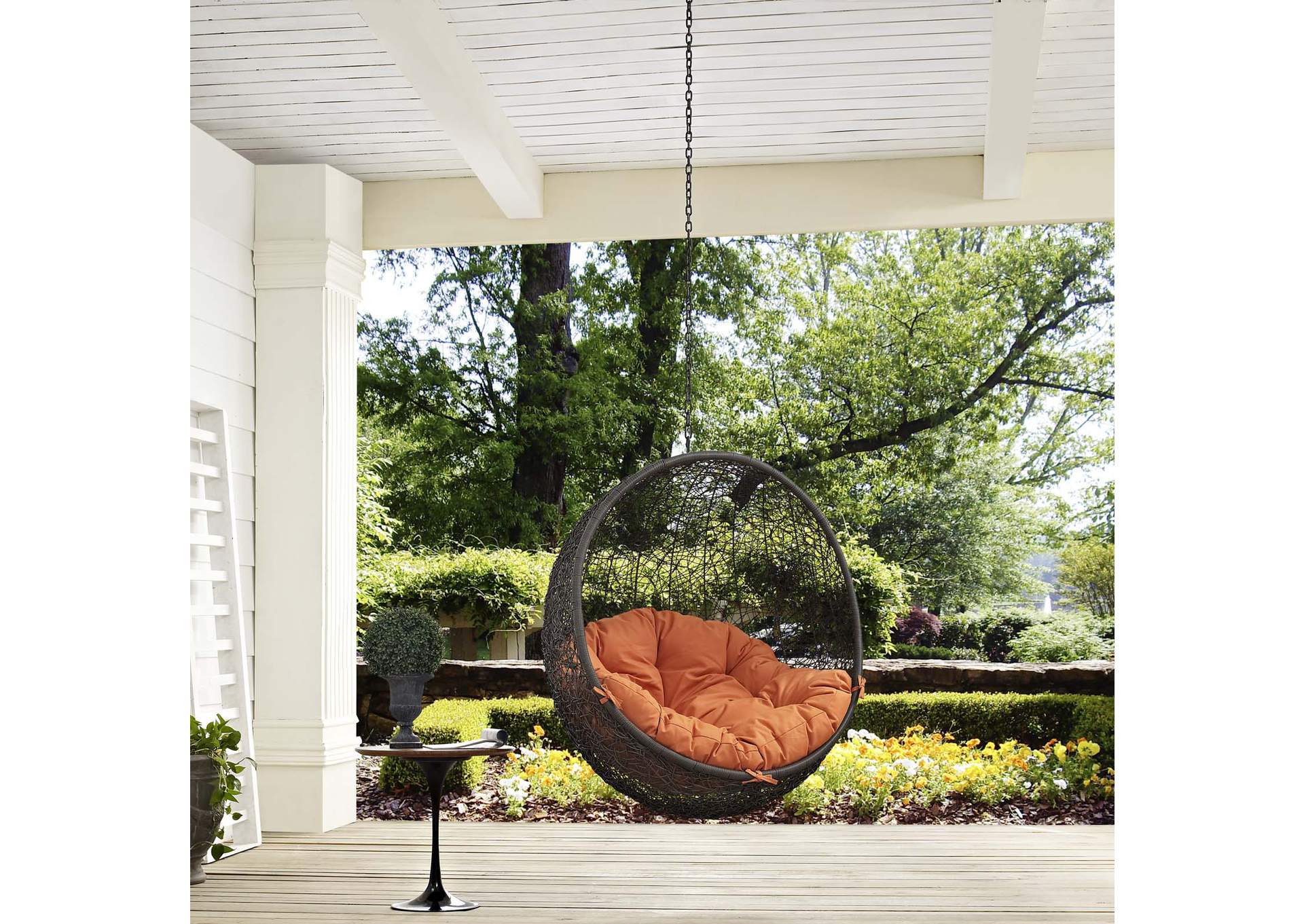 Gray Orange Hide Outdoor Patio Swing Chair Without Stand,Modway