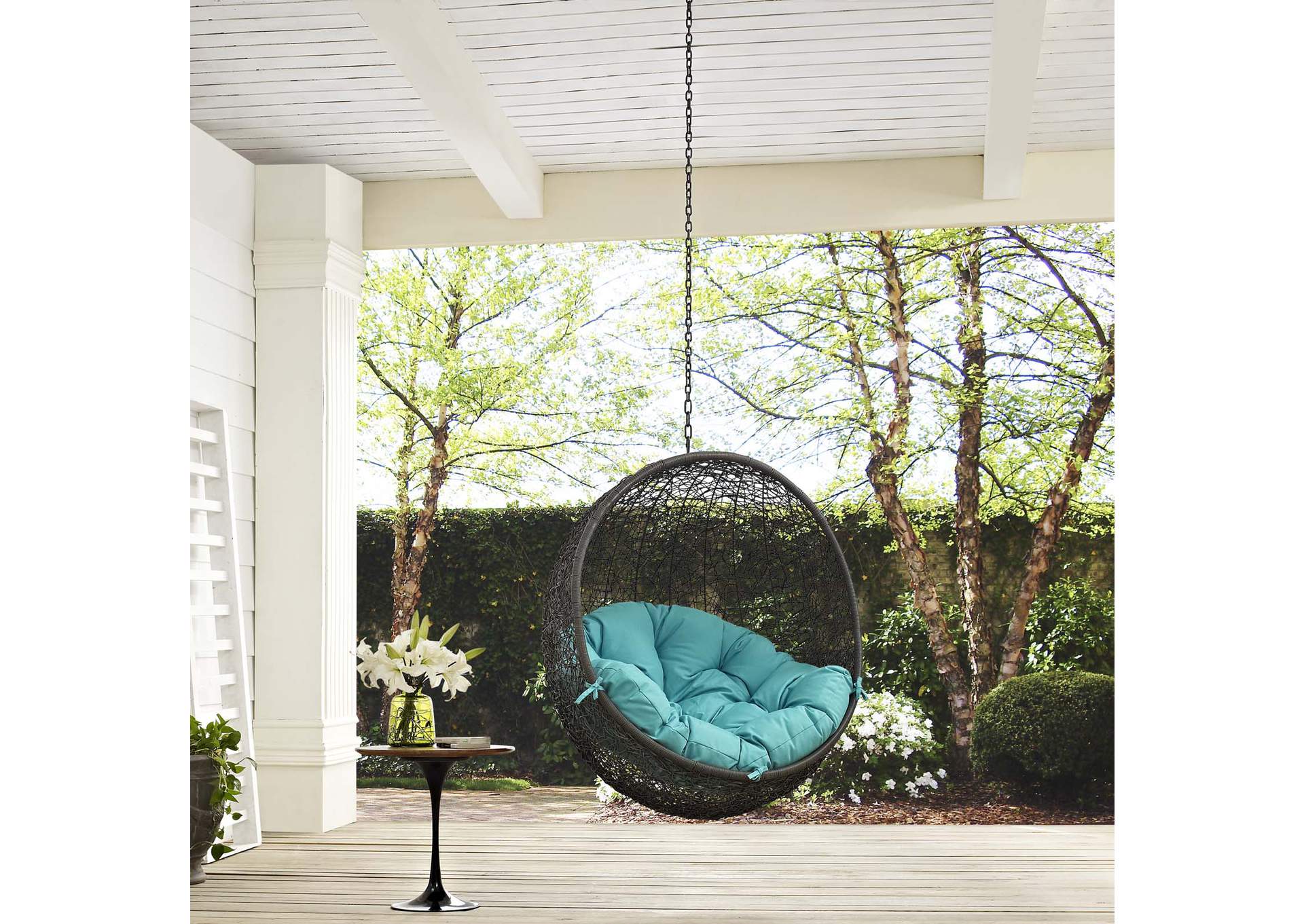 Gray Turquoise Hide Outdoor Patio Swing Chair Without Stand,Modway