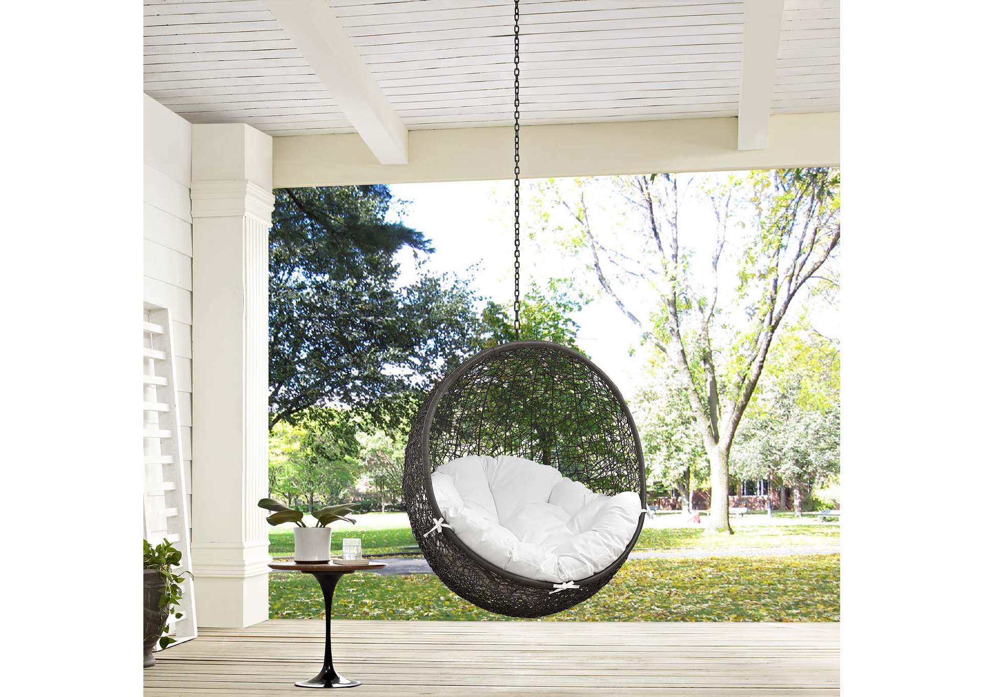 Gray White Hide Outdoor Patio Swing Chair Without Stand,Modway