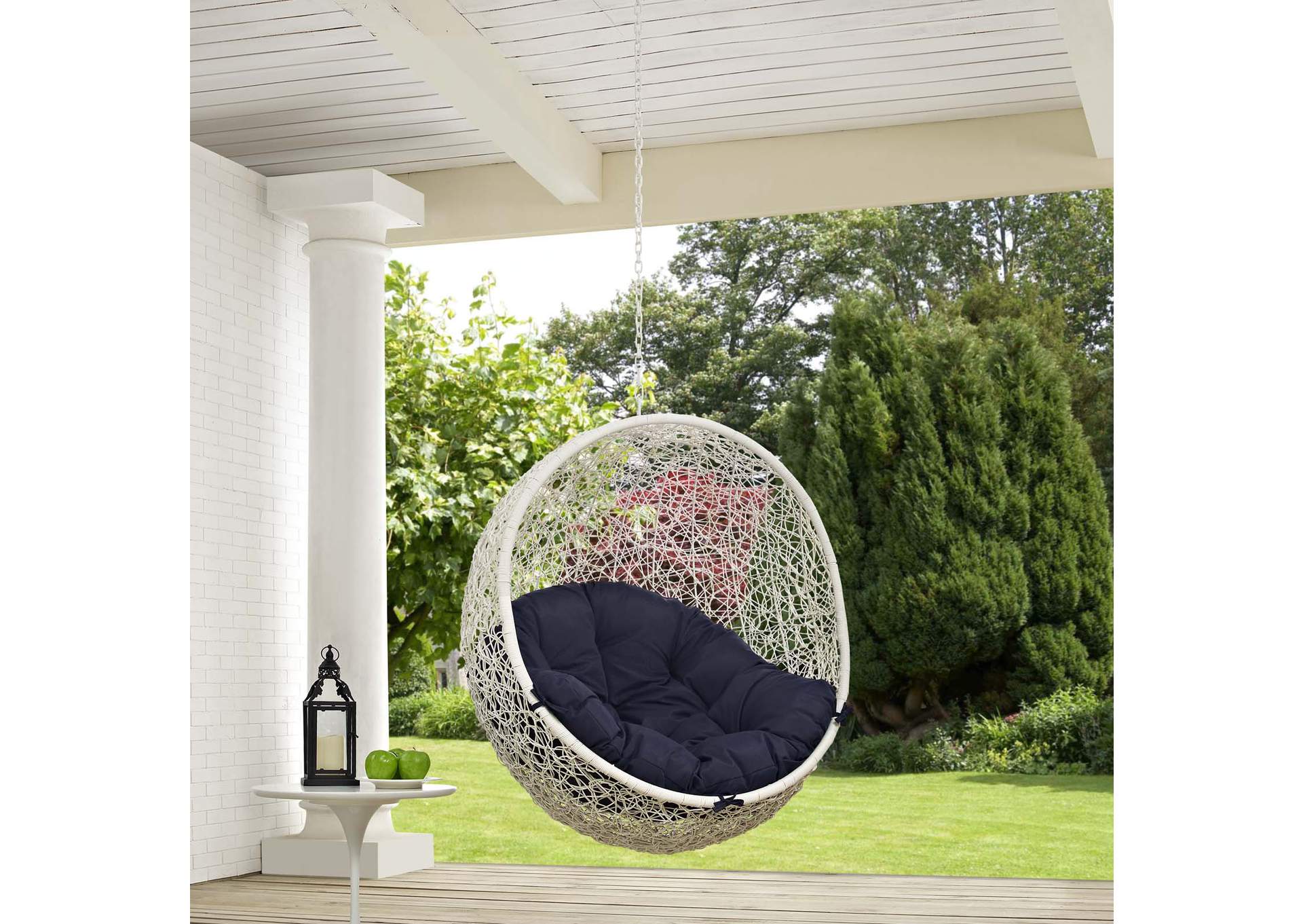 White Navy Hide Outdoor Patio Swing Chair Without Stand,Modway