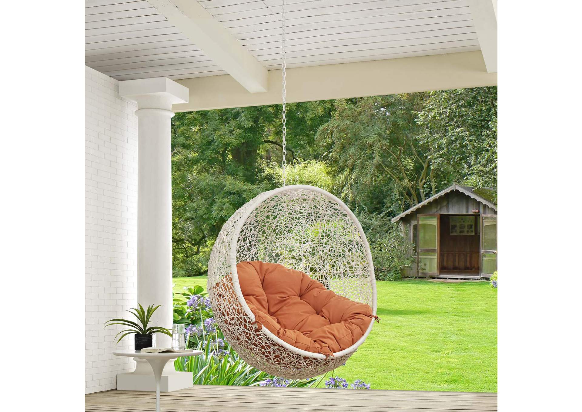 White Orange Hide Outdoor Patio Swing Chair Without Stand,Modway