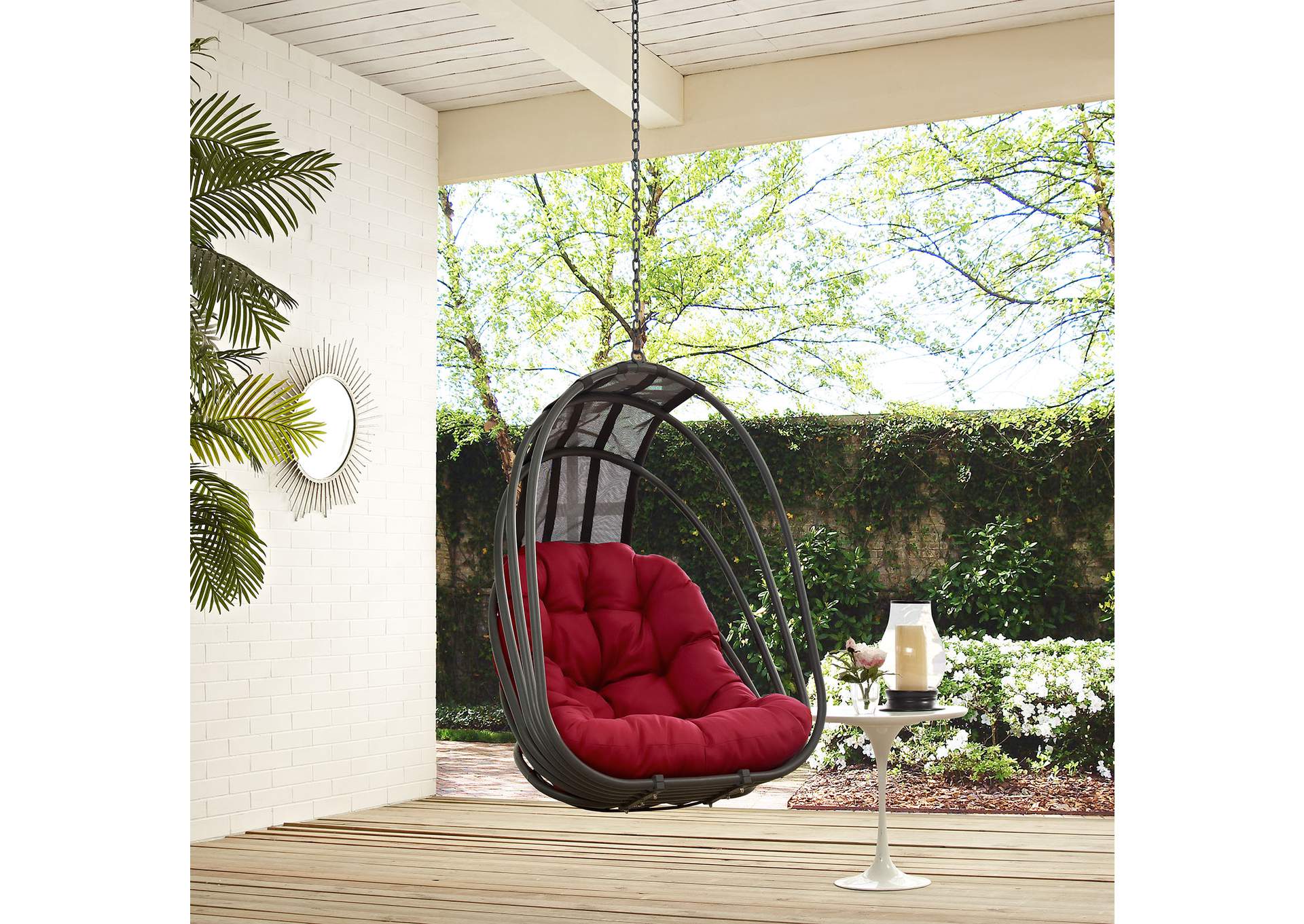 Red Whisk Outdoor Patio Swing Chair Without Stand,Modway