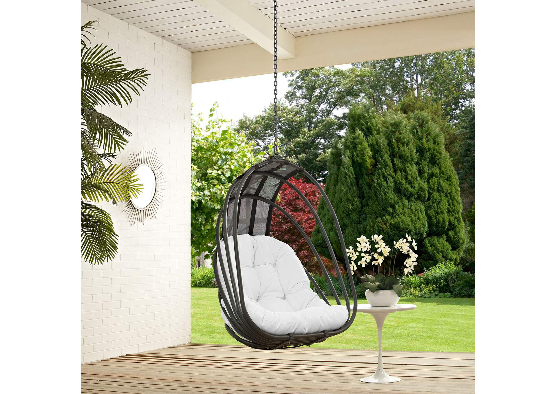 White Whisk Outdoor Patio Swing Chair Without Stand,Modway