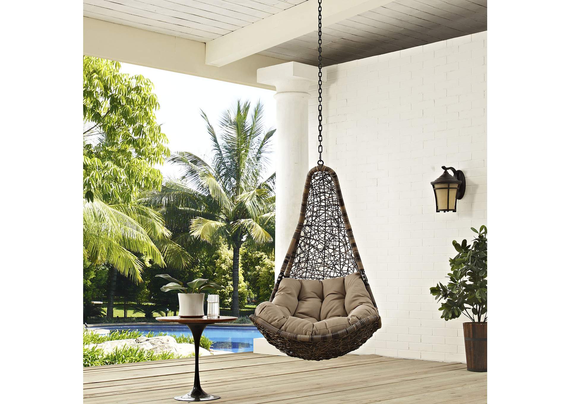 Black Mocha Abate Outdoor Patio Swing Chair Without Stand,Modway