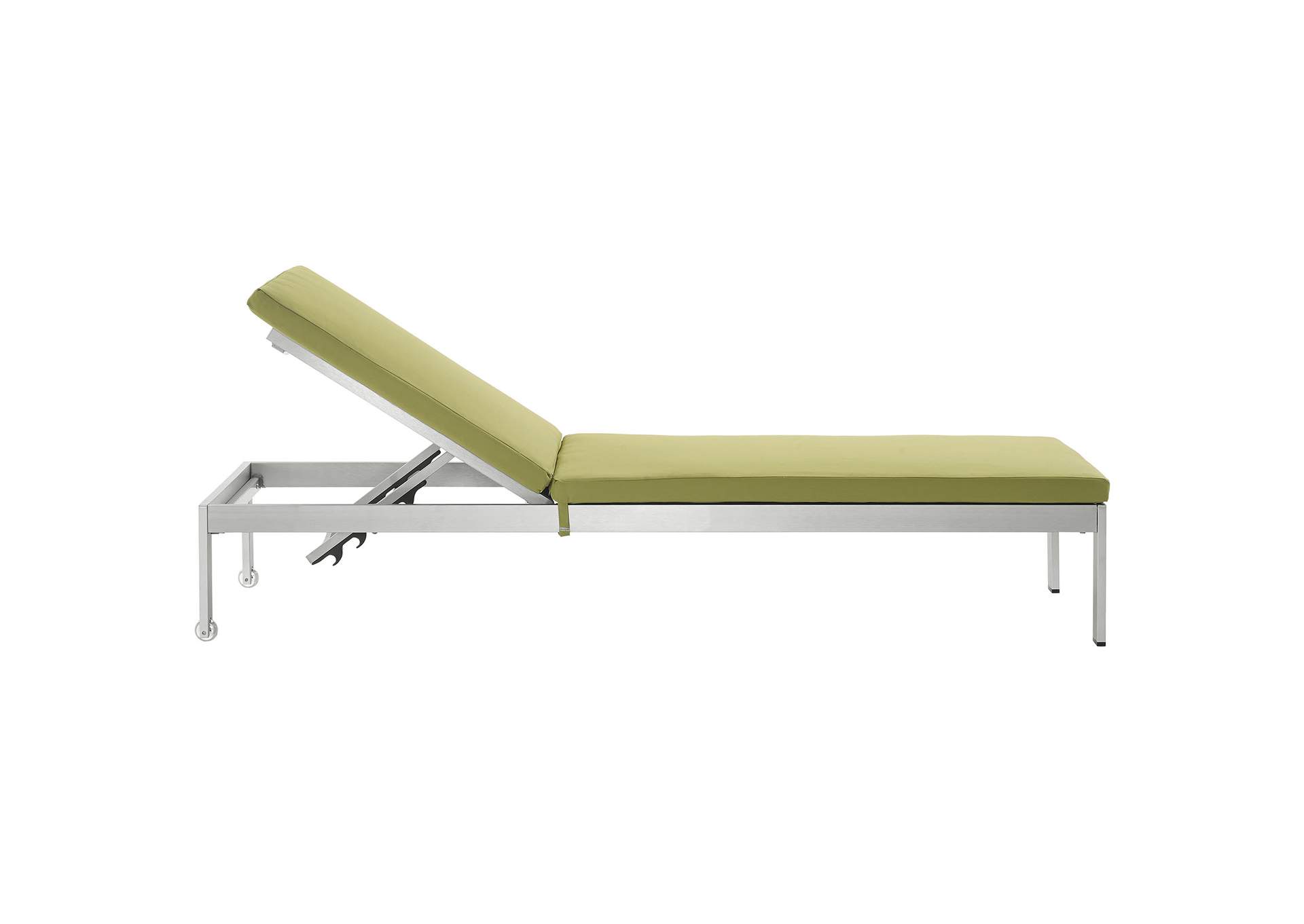 Shore Silver Peridot Outdoor Patio Aluminum Chaise with Cushions,Modway