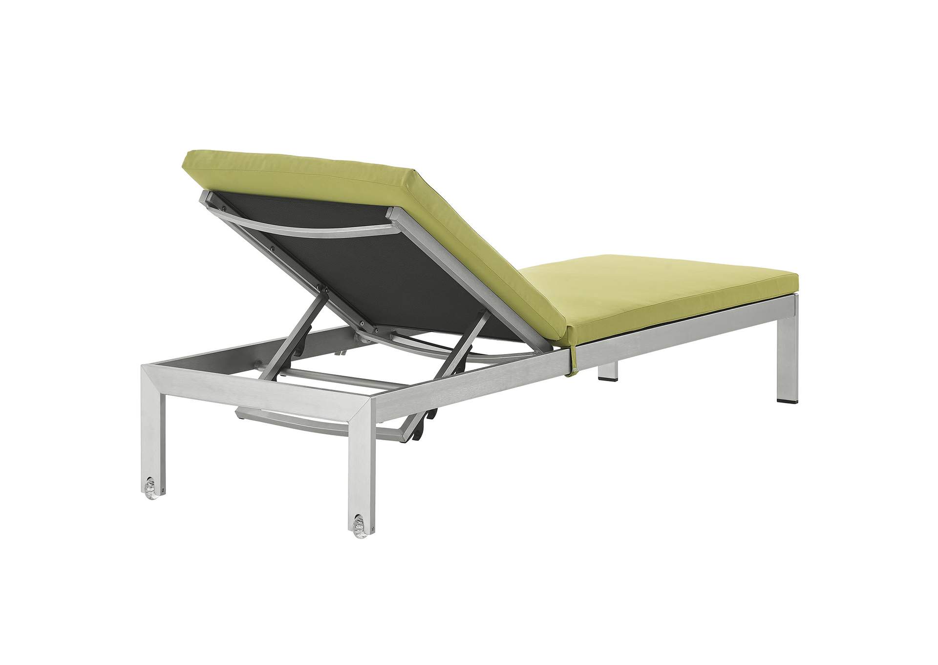 Shore Silver Peridot Outdoor Patio Aluminum Chaise with Cushions,Modway