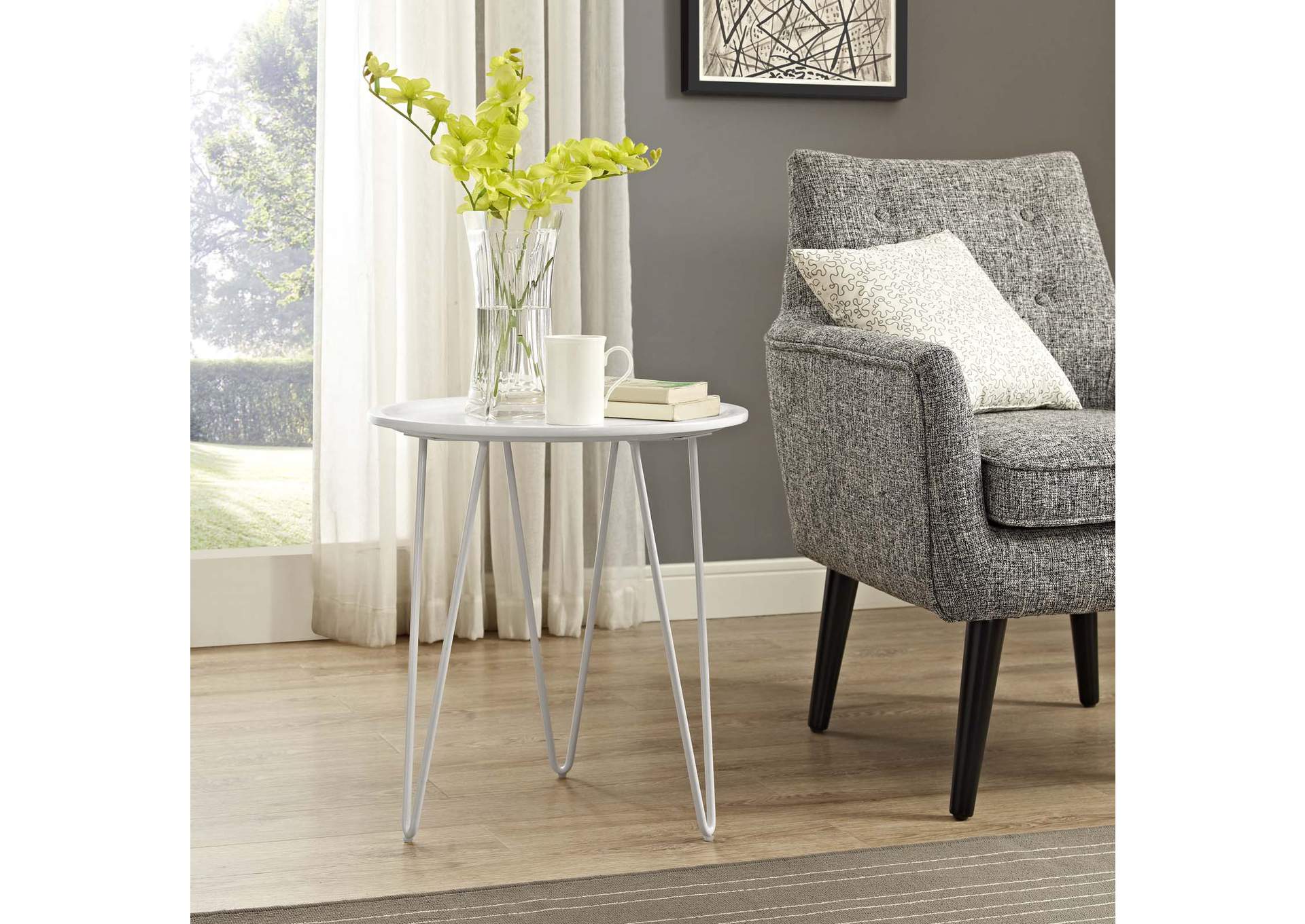 White Digress Side Table,Modway