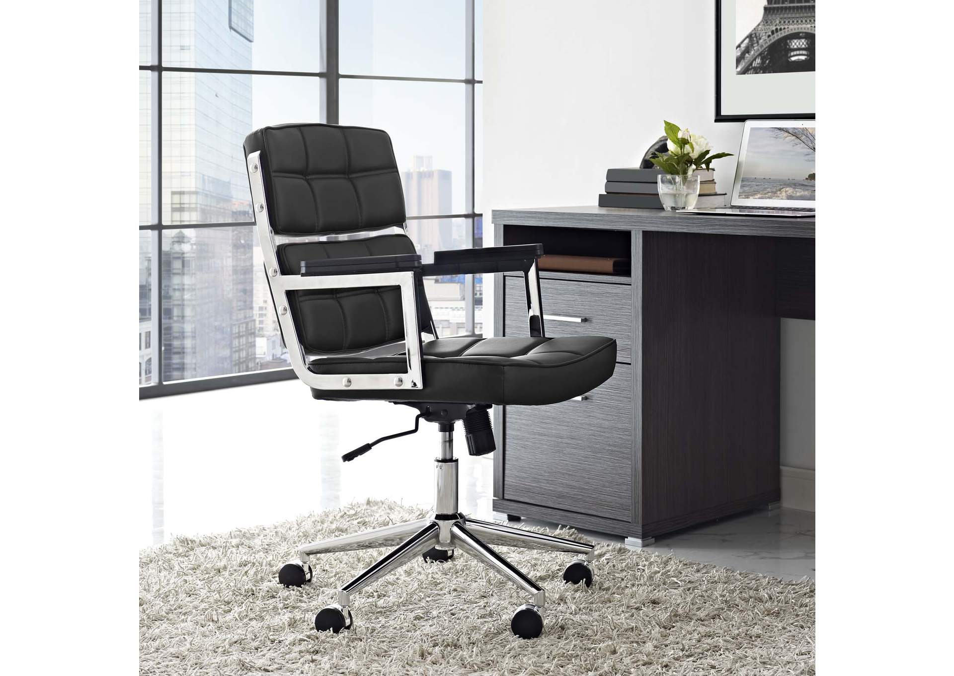 Black Portray Highback Upholstered Vinyl Office Chair,Modway