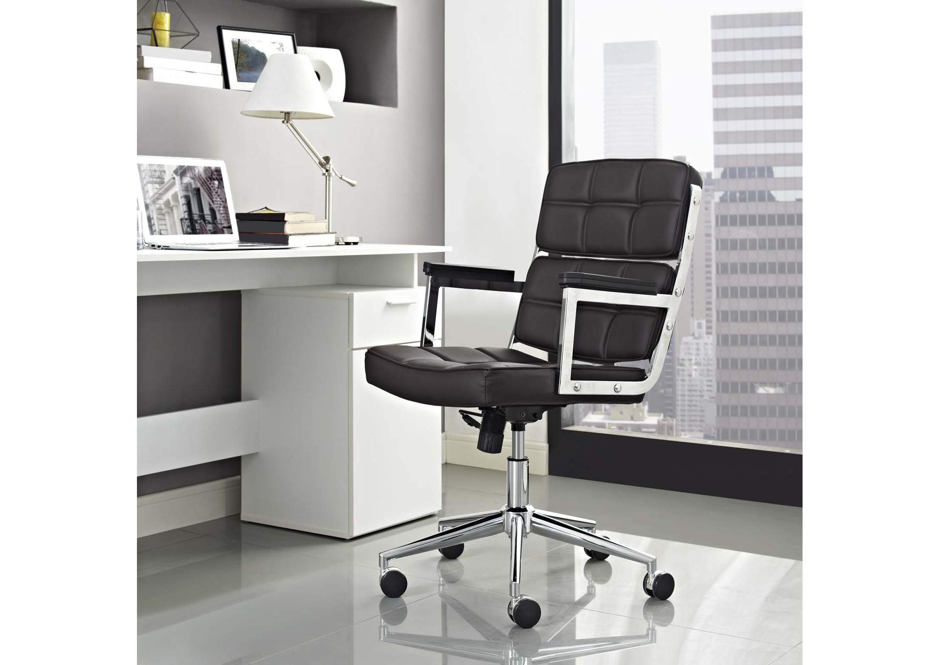 Portray Brown Highback Upholstered Vinyl Office Chair,Modway