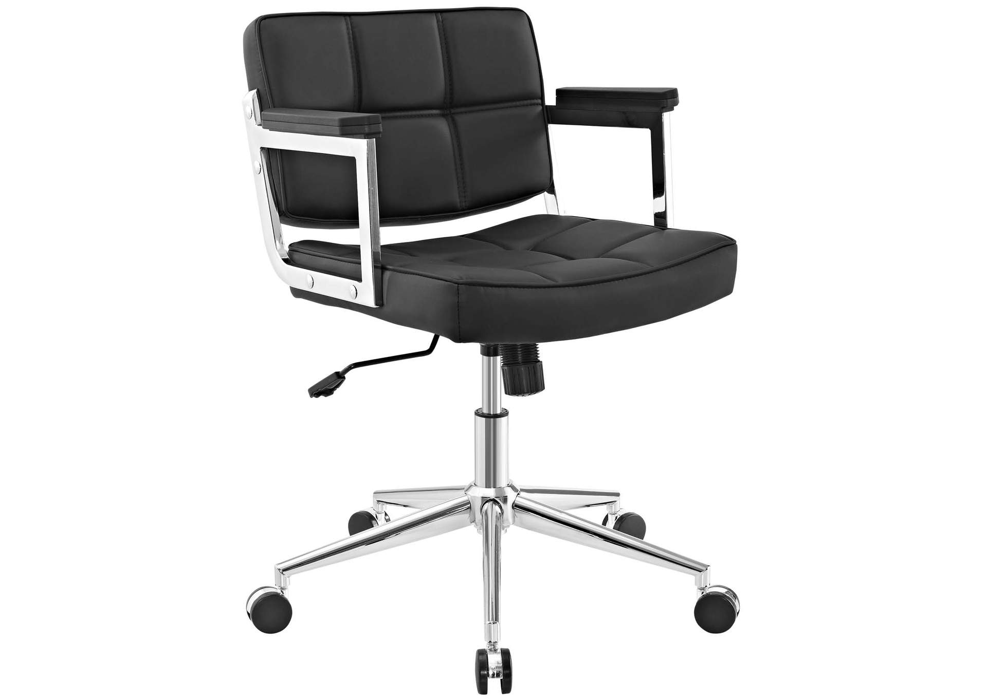 Black Portray Mid Back Upholstered Vinyl Office Chair,Modway