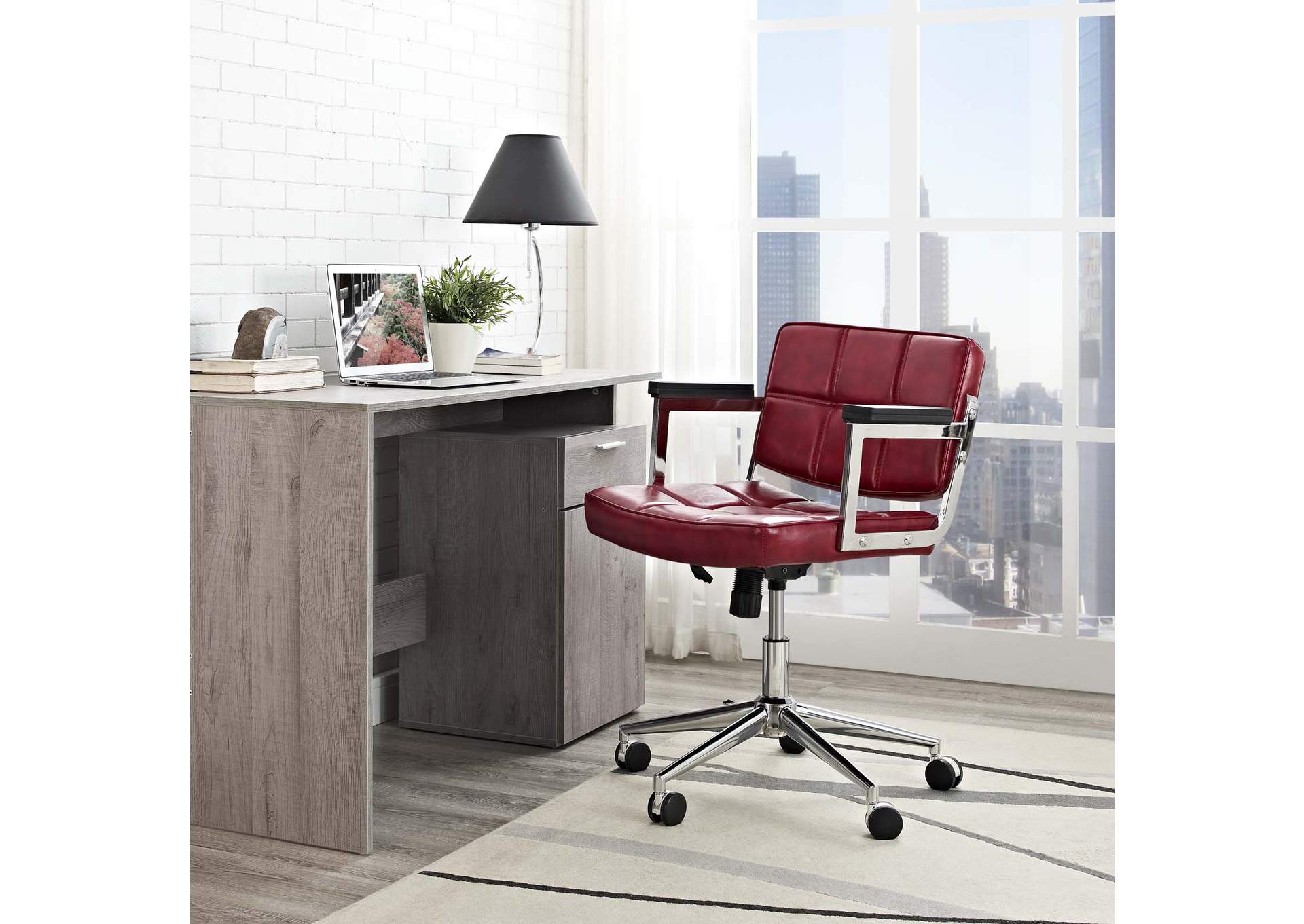 Red Portray Mid Back Upholstered Vinyl Office Chair,Modway