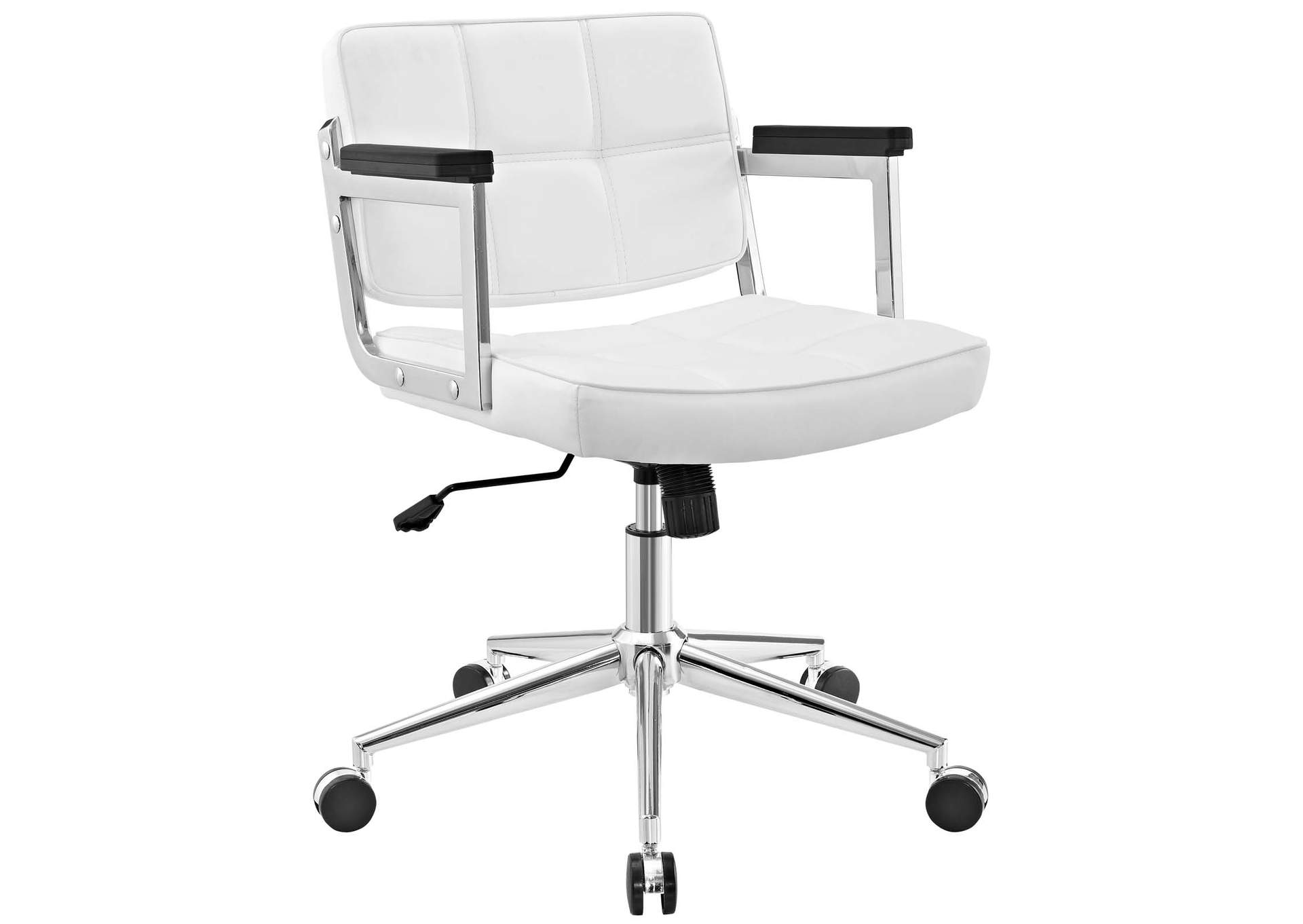 White Portray Mid Back Upholstered Vinyl Office Chair,Modway