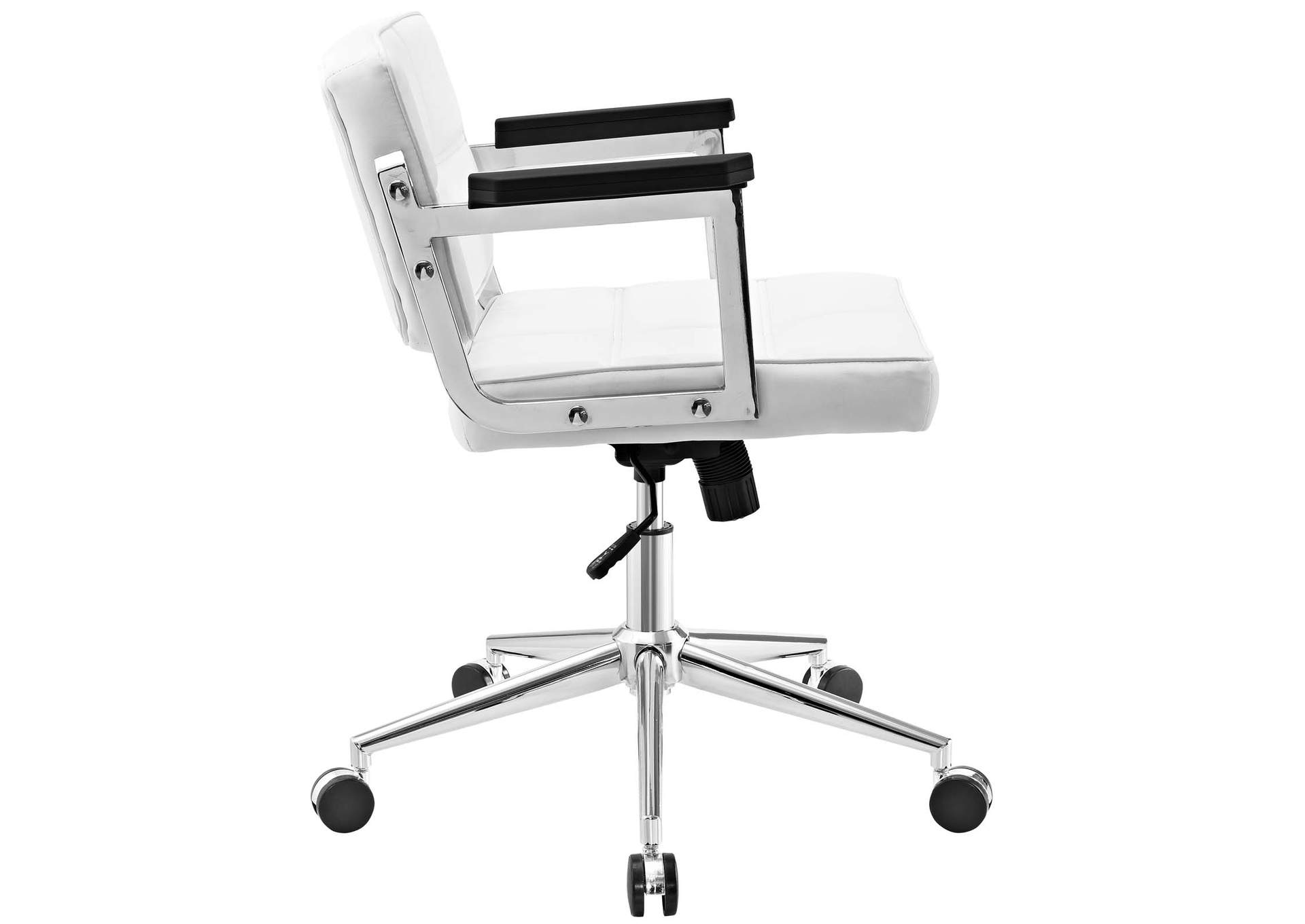 White Portray Mid Back Upholstered Vinyl Office Chair,Modway