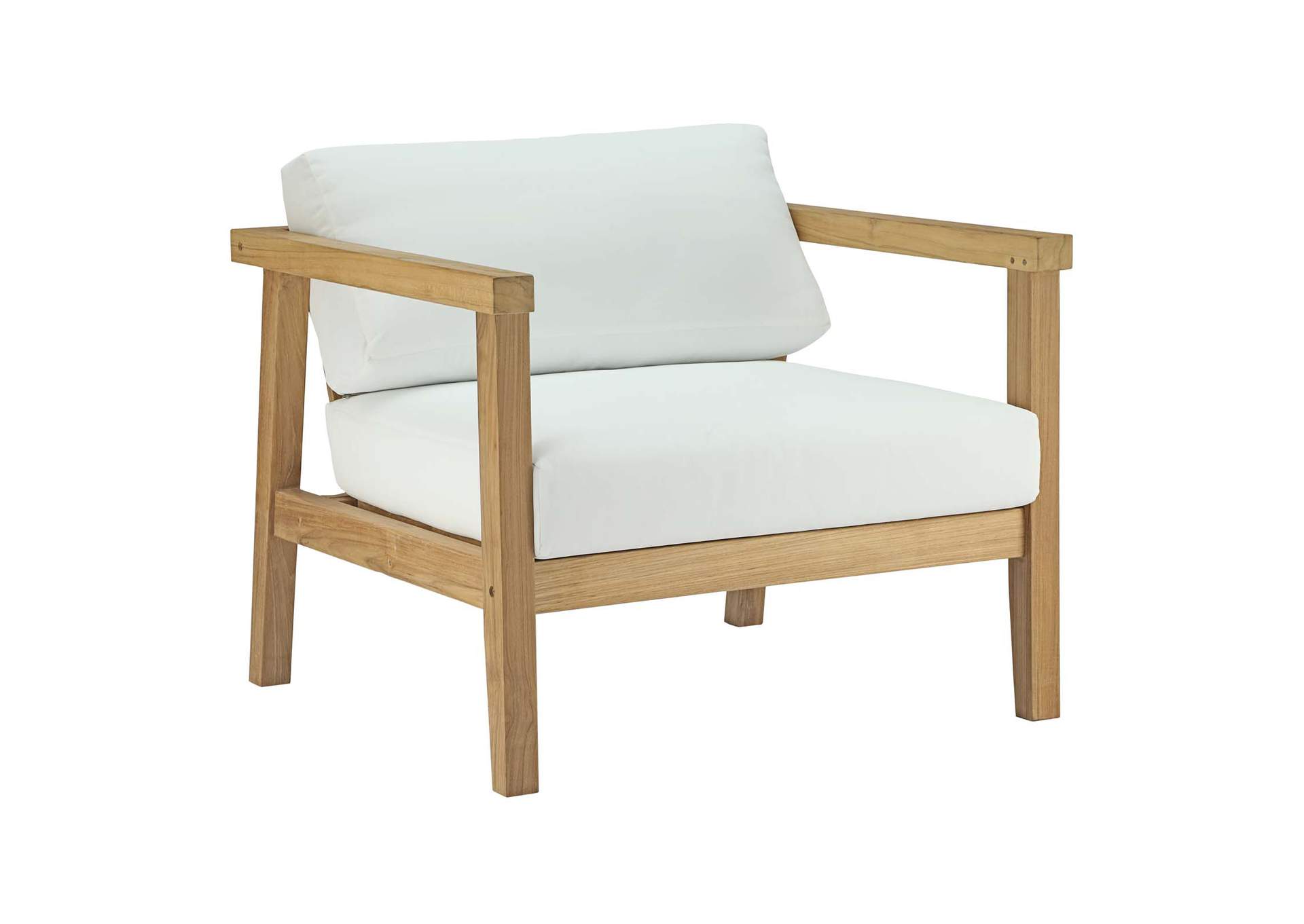 Natural White Bayport Outdoor Patio Teak Armchair,Modway