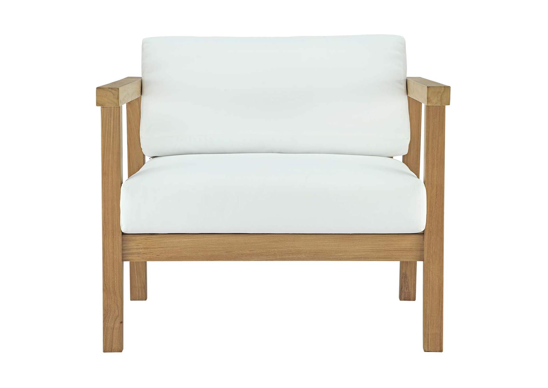 Natural White Bayport Outdoor Patio Teak Armchair,Modway