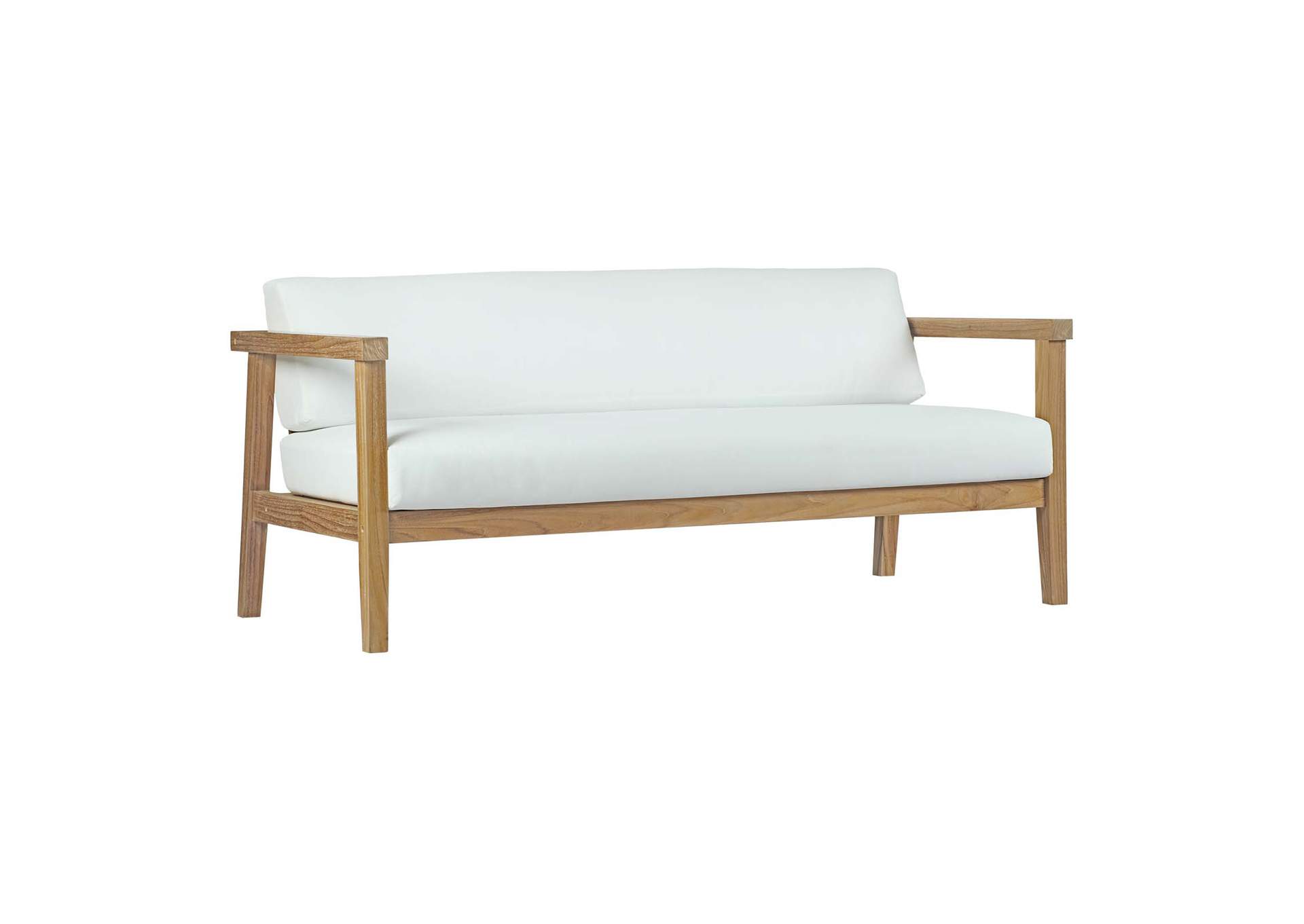 Natural White Bayport Outdoor Patio Teak Sofa,Modway