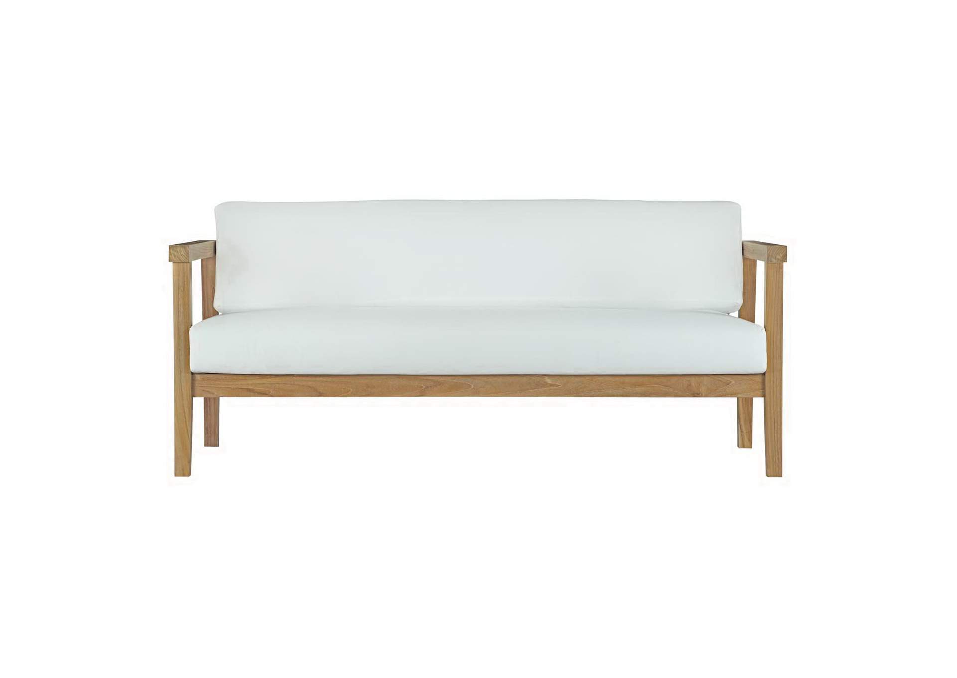 Natural White Bayport Outdoor Patio Teak Sofa,Modway