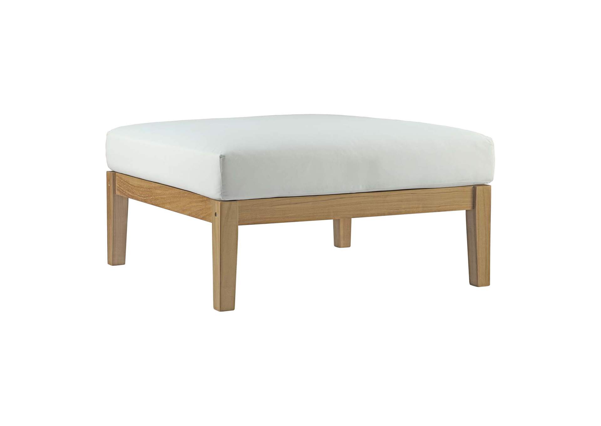 Natural White Bayport Outdoor Patio Teak Ottoman,Modway