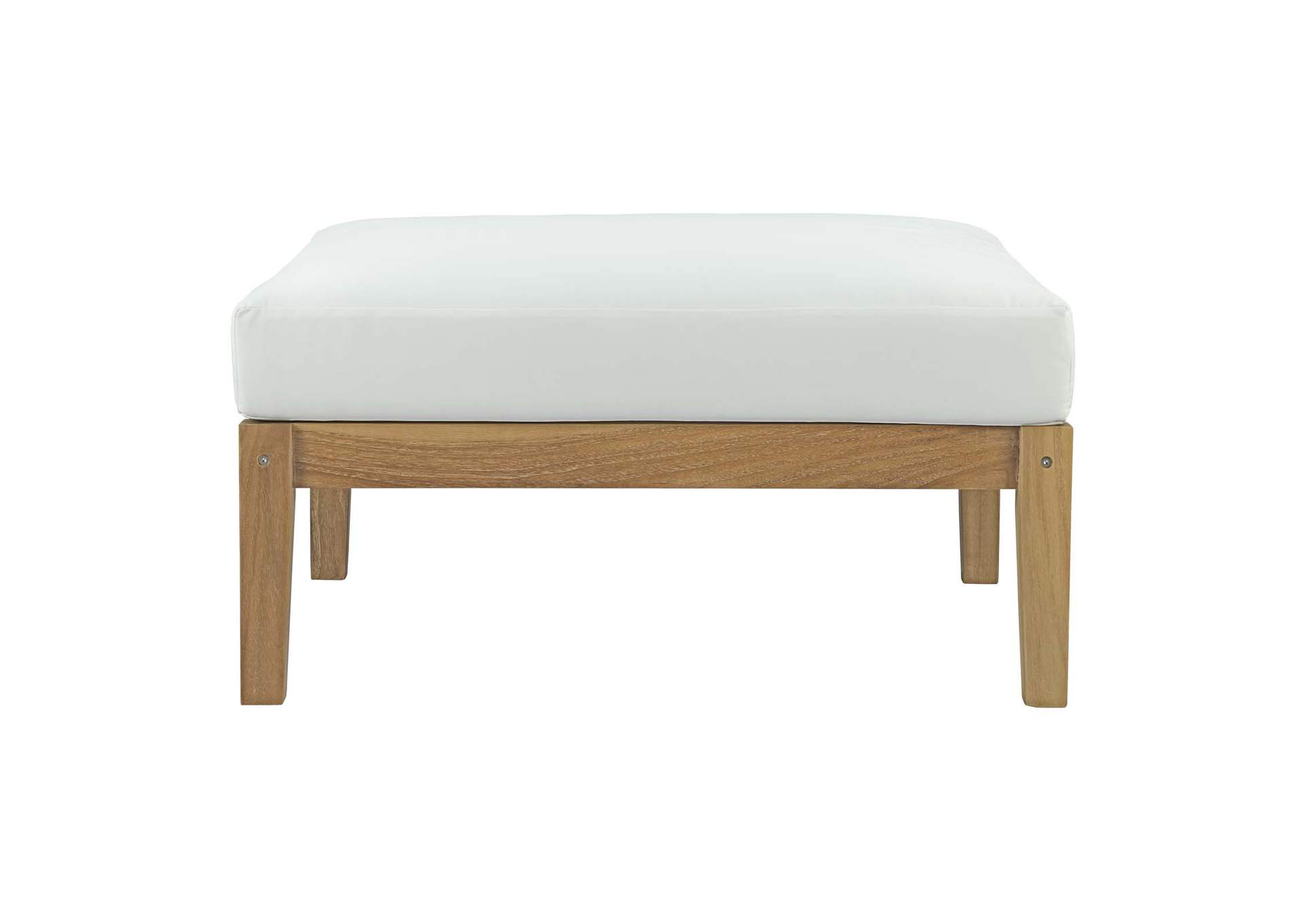 Natural White Bayport Outdoor Patio Teak Ottoman,Modway