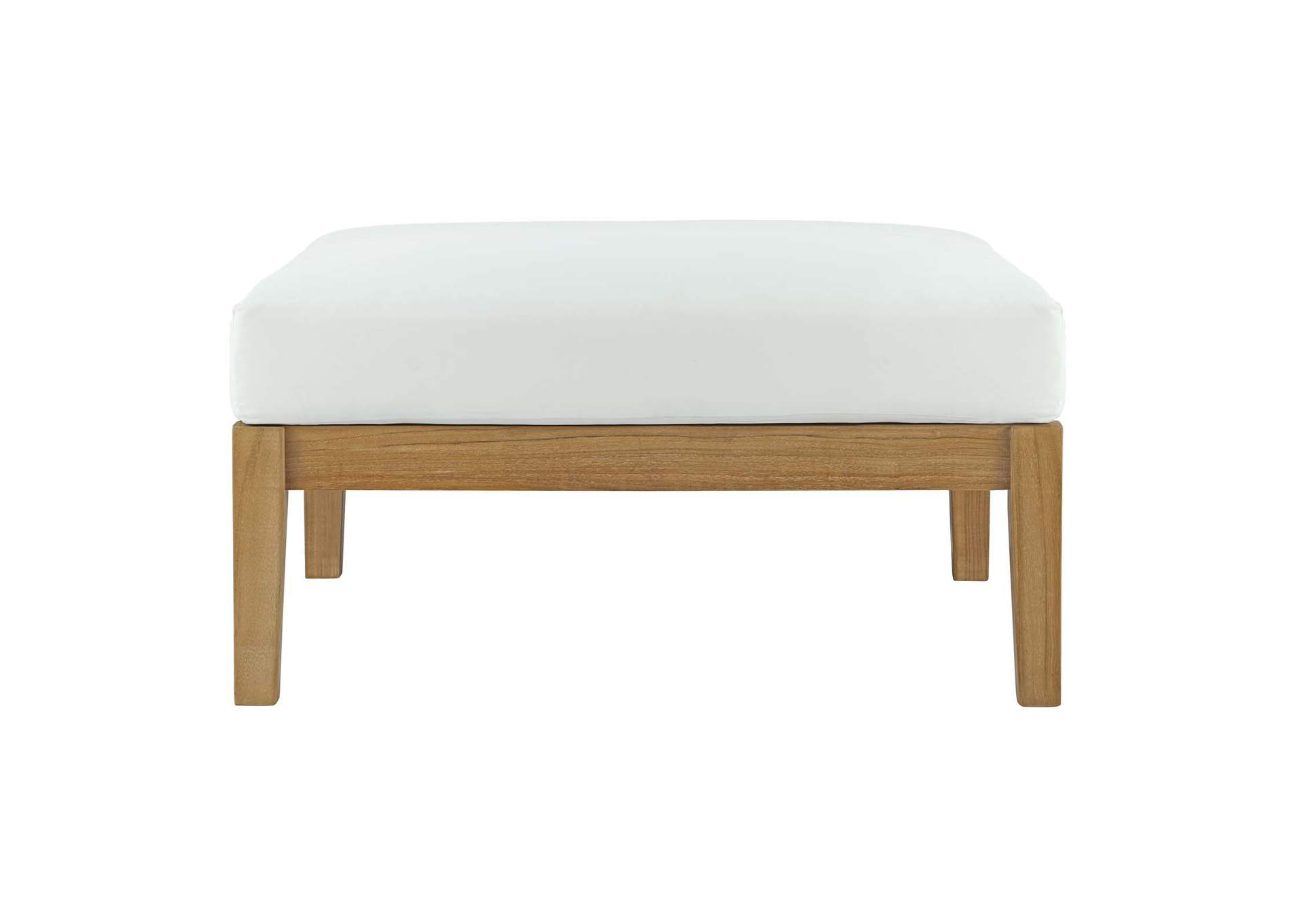 Natural White Bayport Outdoor Patio Teak Ottoman,Modway