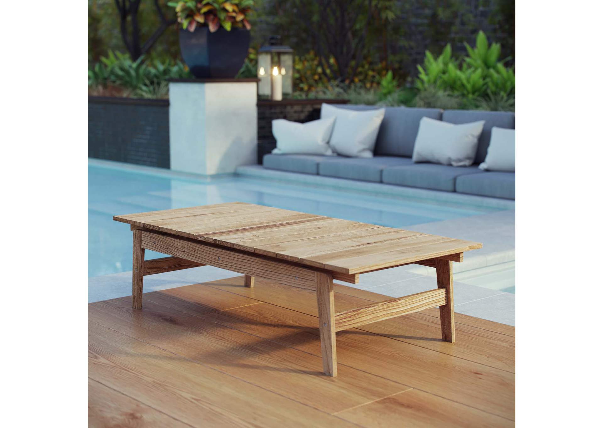 Natural Bayport Outdoor Patio Teak Coffee Table,Modway