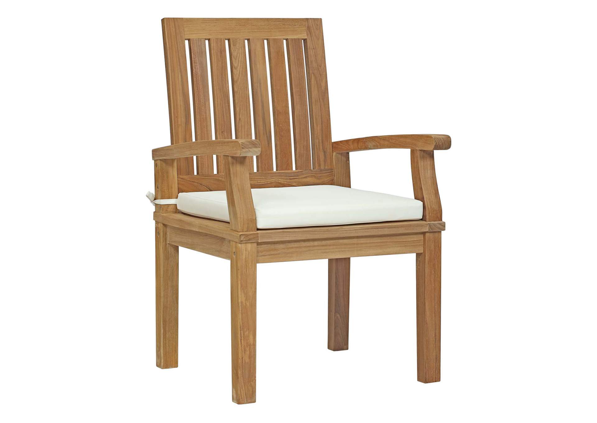 Marina Natural White Outdoor Patio Teak Dining Chair,Modway