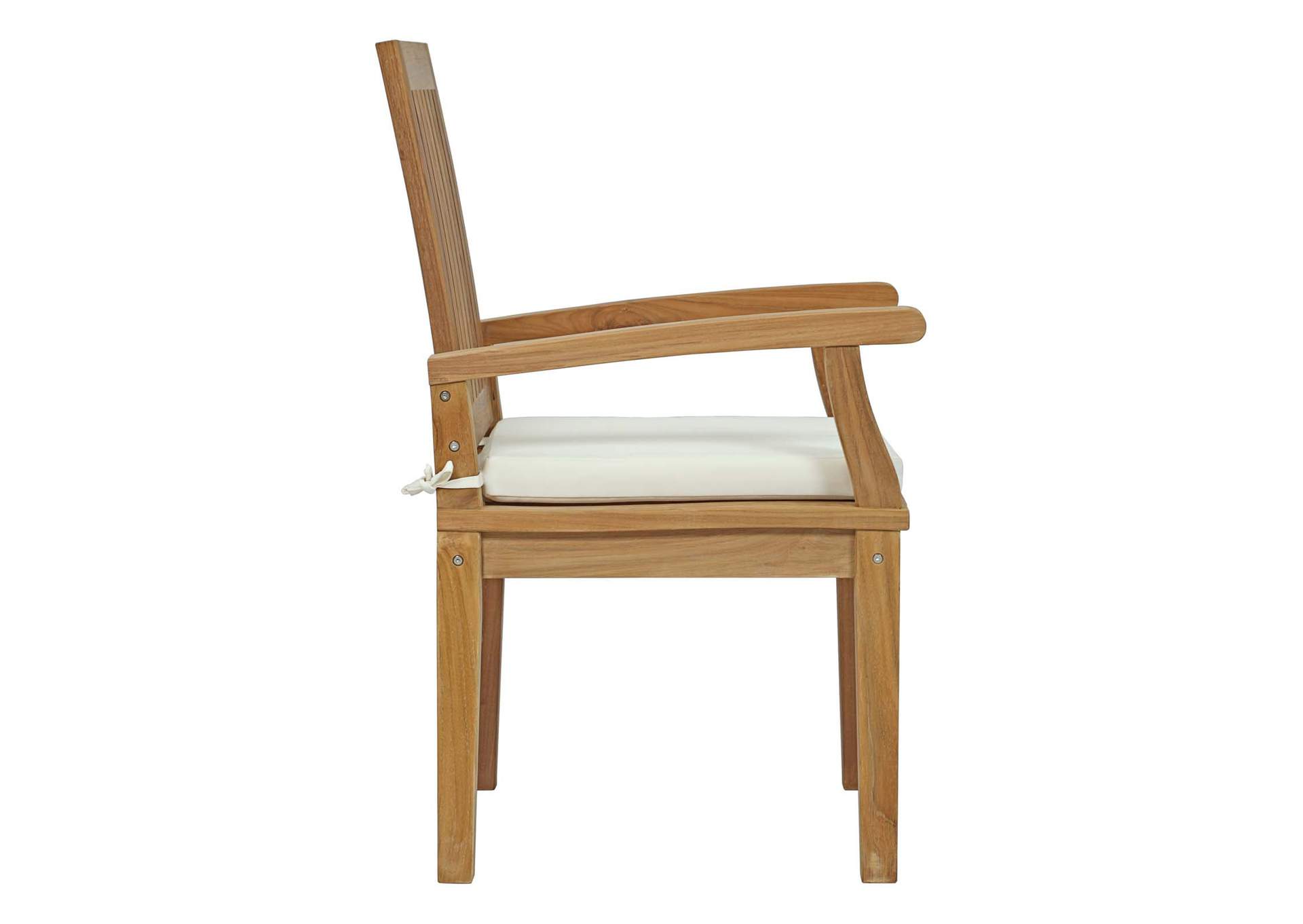 Marina Natural White Outdoor Patio Teak Dining Chair,Modway