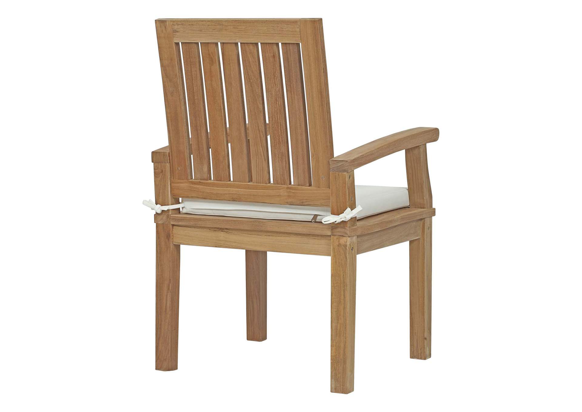 Marina Natural White Outdoor Patio Teak Dining Chair,Modway