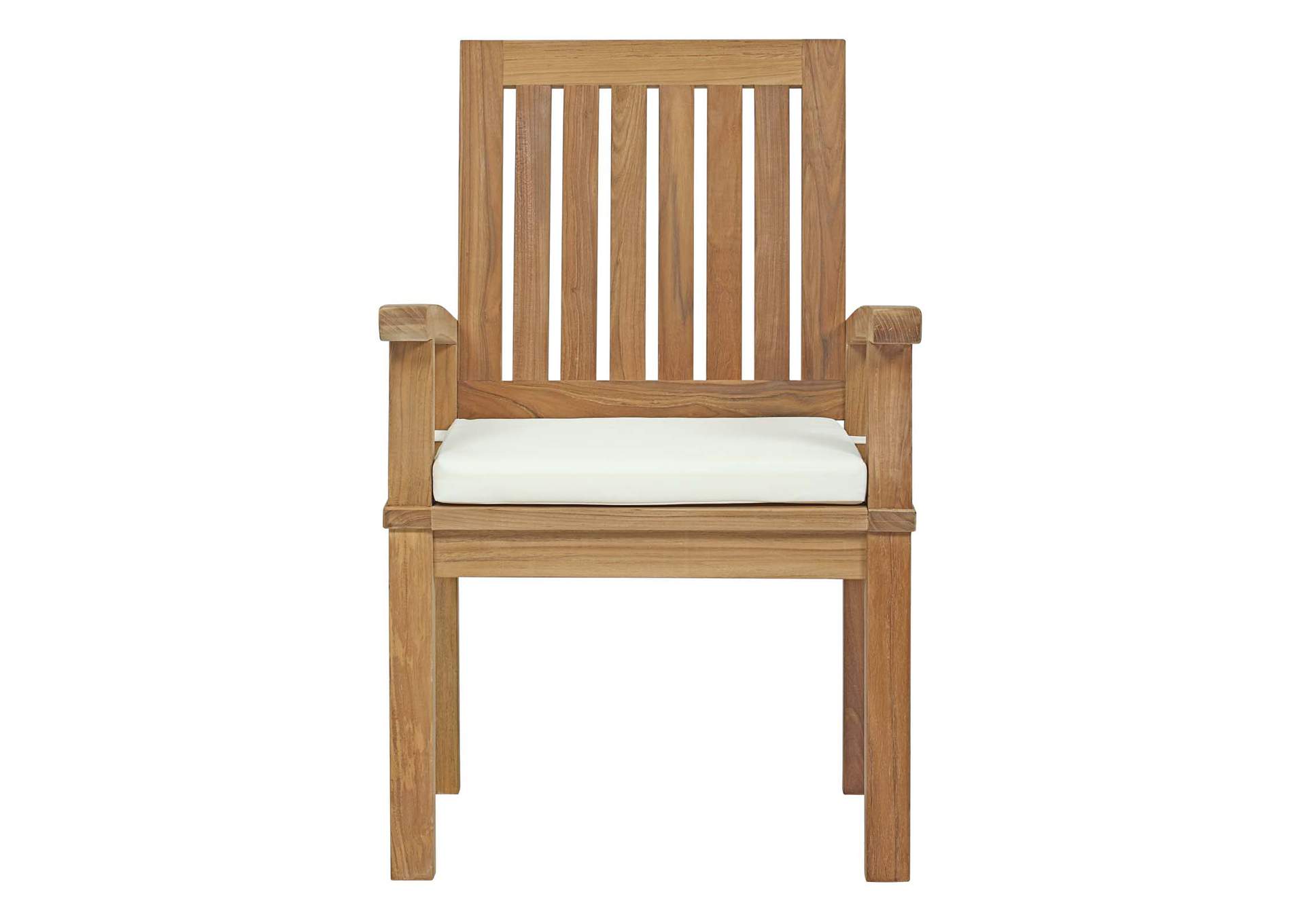 Marina Natural White Outdoor Patio Teak Dining Chair,Modway