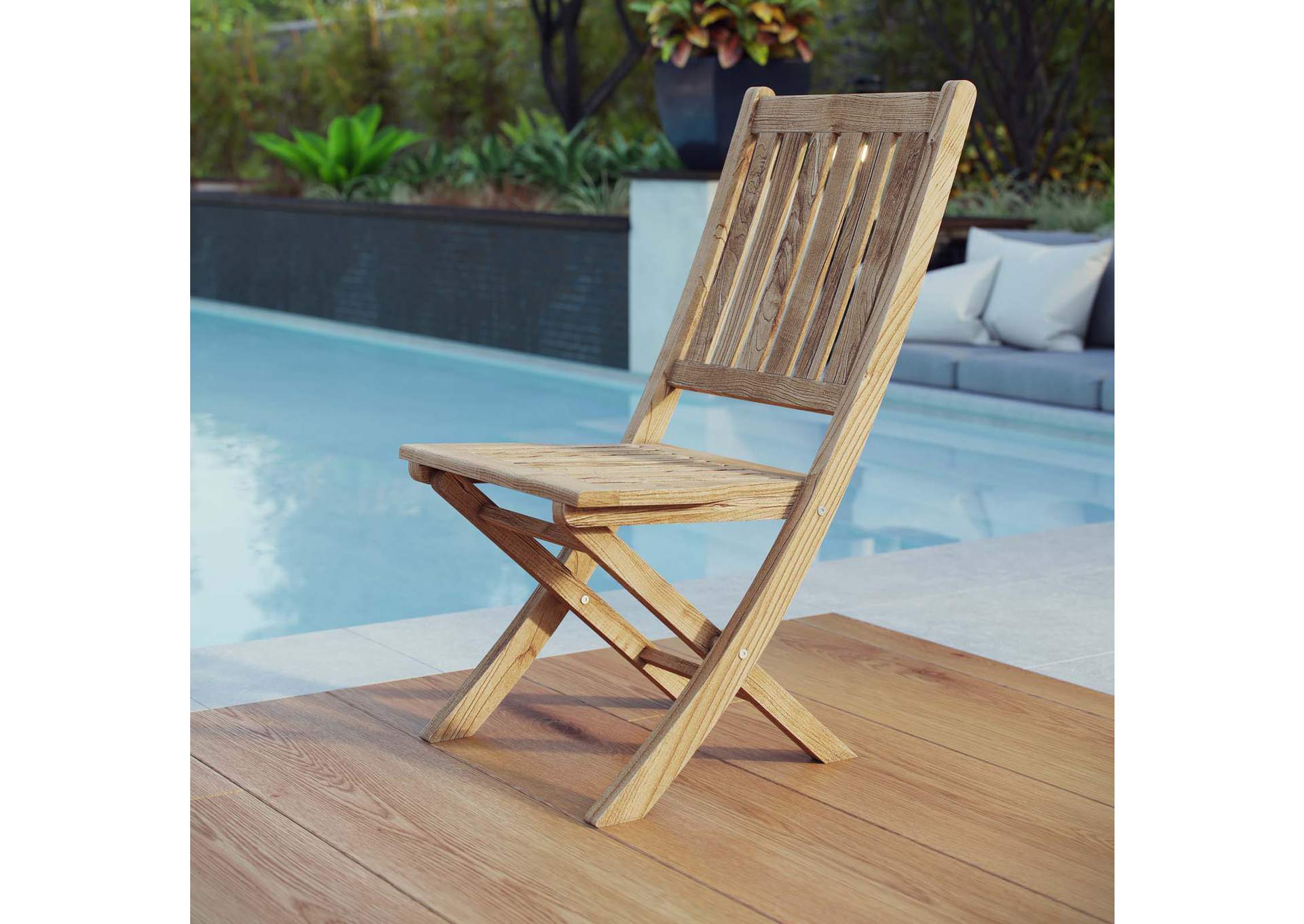 Natural Marina Outdoor Patio Teak Folding Chair,Modway