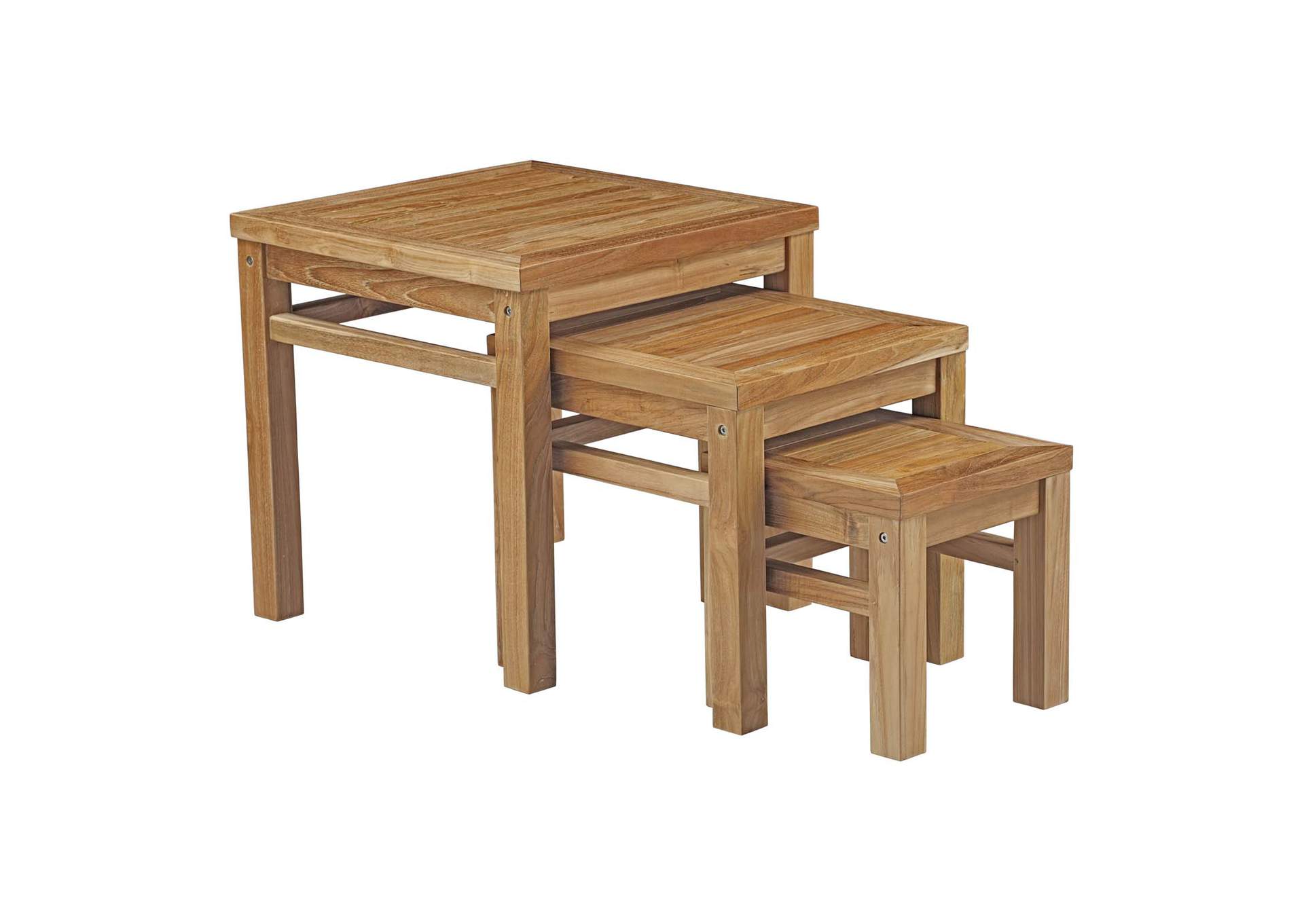 Natural Marina Outdoor Patio Teak Nesting Table,Modway