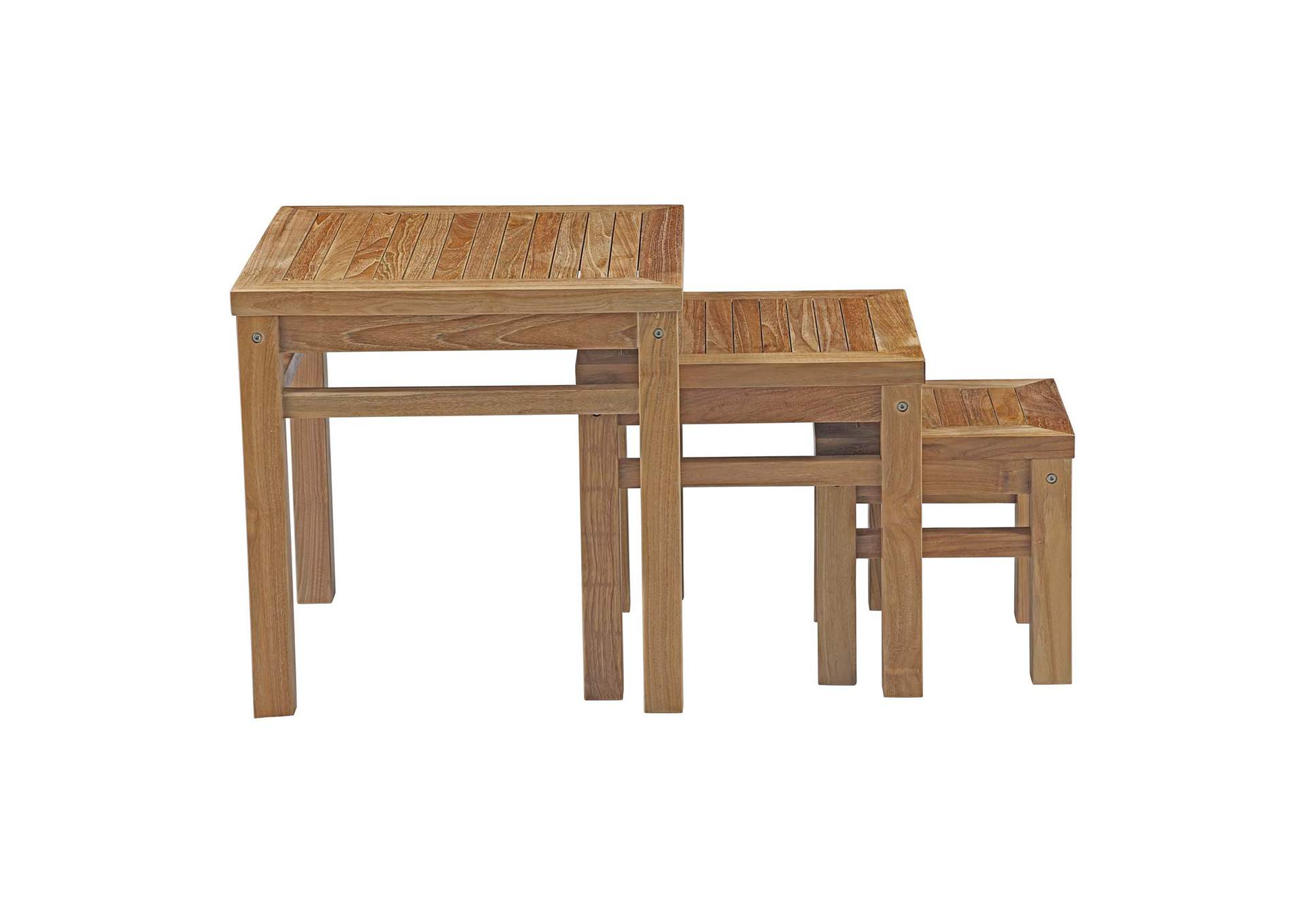 Natural Marina Outdoor Patio Teak Nesting Table,Modway