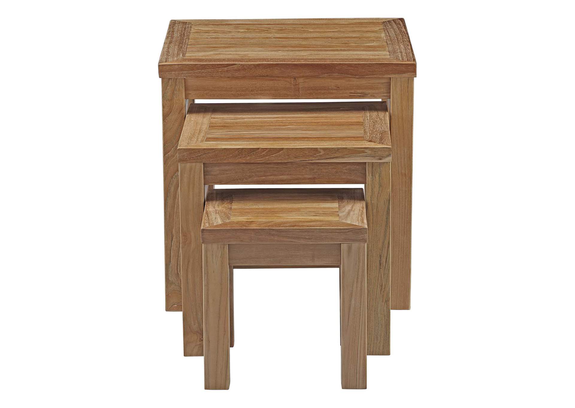 Natural Marina Outdoor Patio Teak Nesting Table,Modway