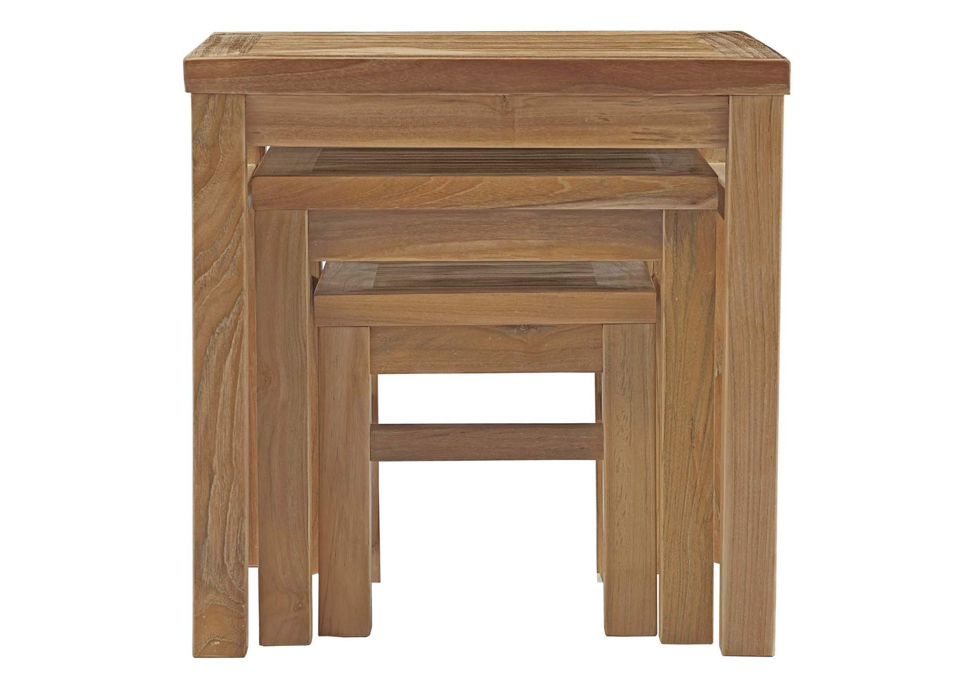 Natural Marina Outdoor Patio Teak Nesting Table,Modway