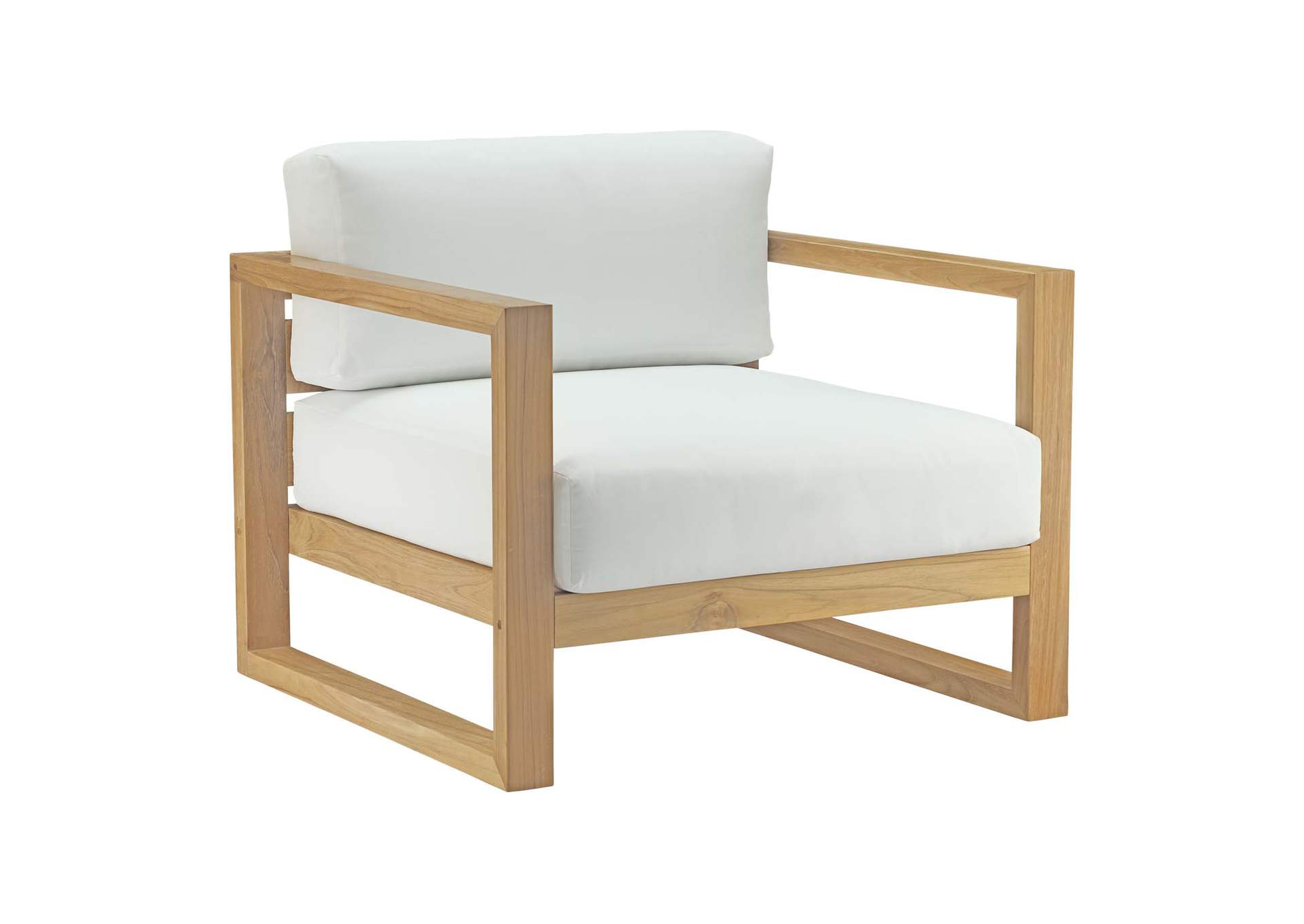 Natural White Upland Outdoor Patio Teak Armchair,Modway