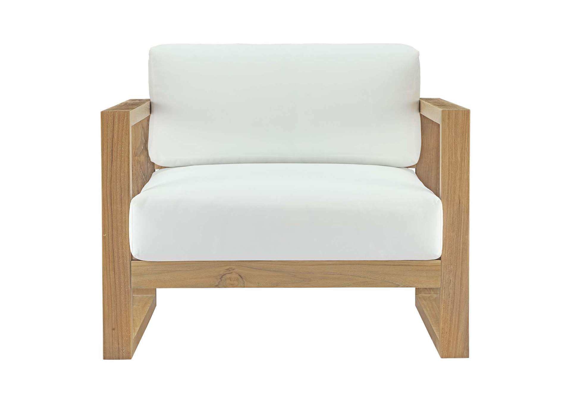 Natural White Upland Outdoor Patio Teak Armchair,Modway