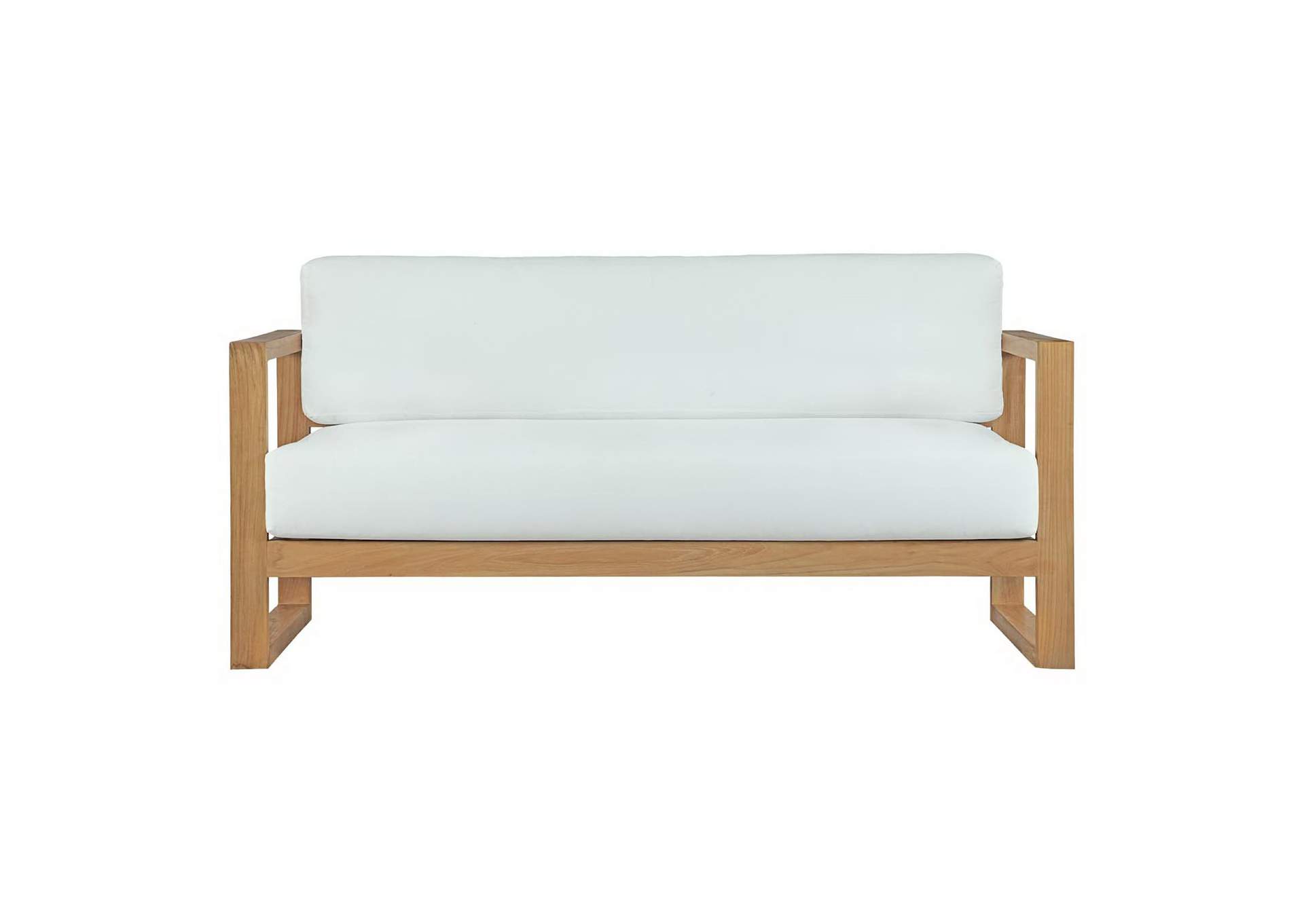 Natural White Upland Outdoor Patio Teak Sofa,Modway
