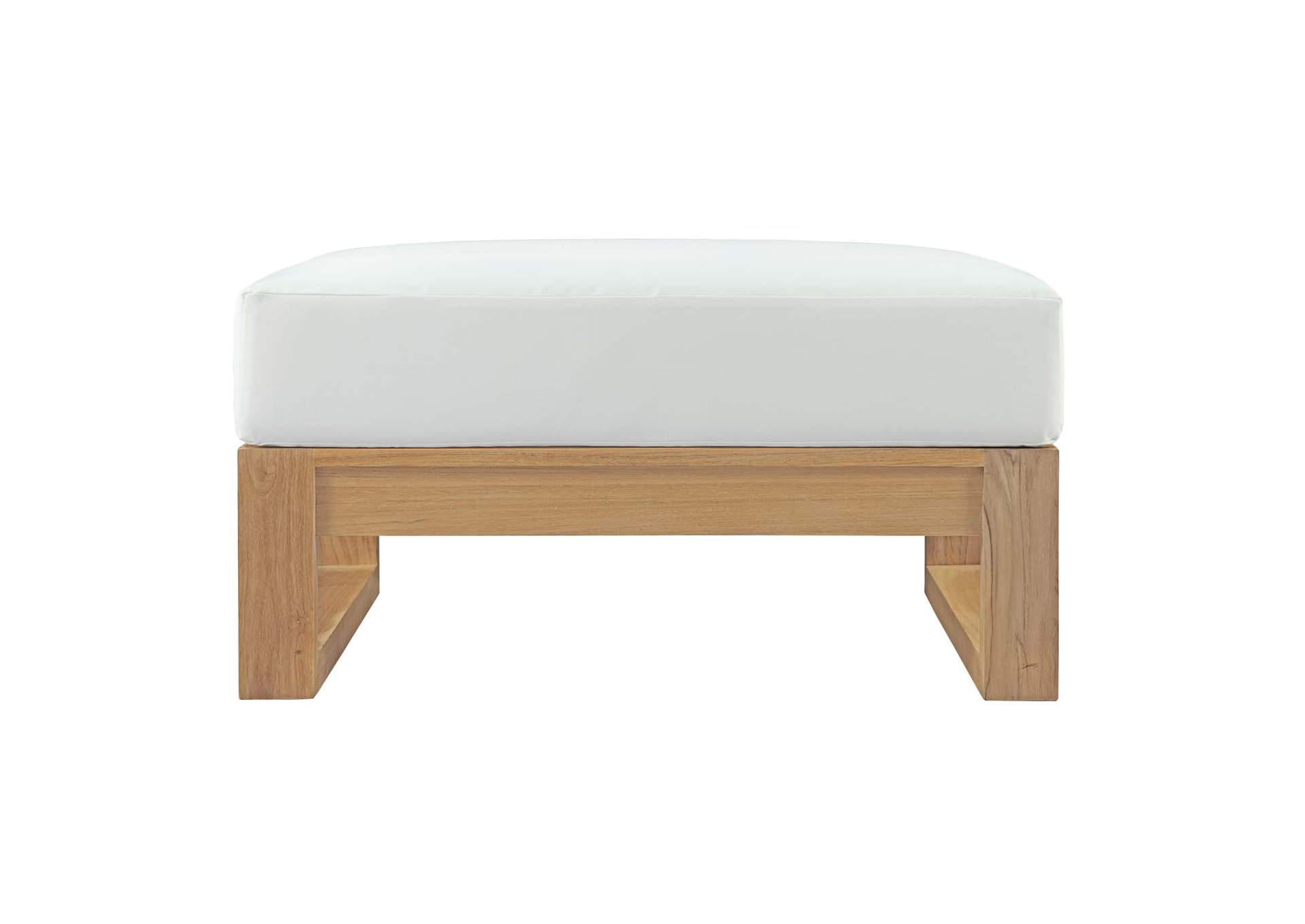 Natural White Upland Outdoor Patio Teak Ottoman,Modway