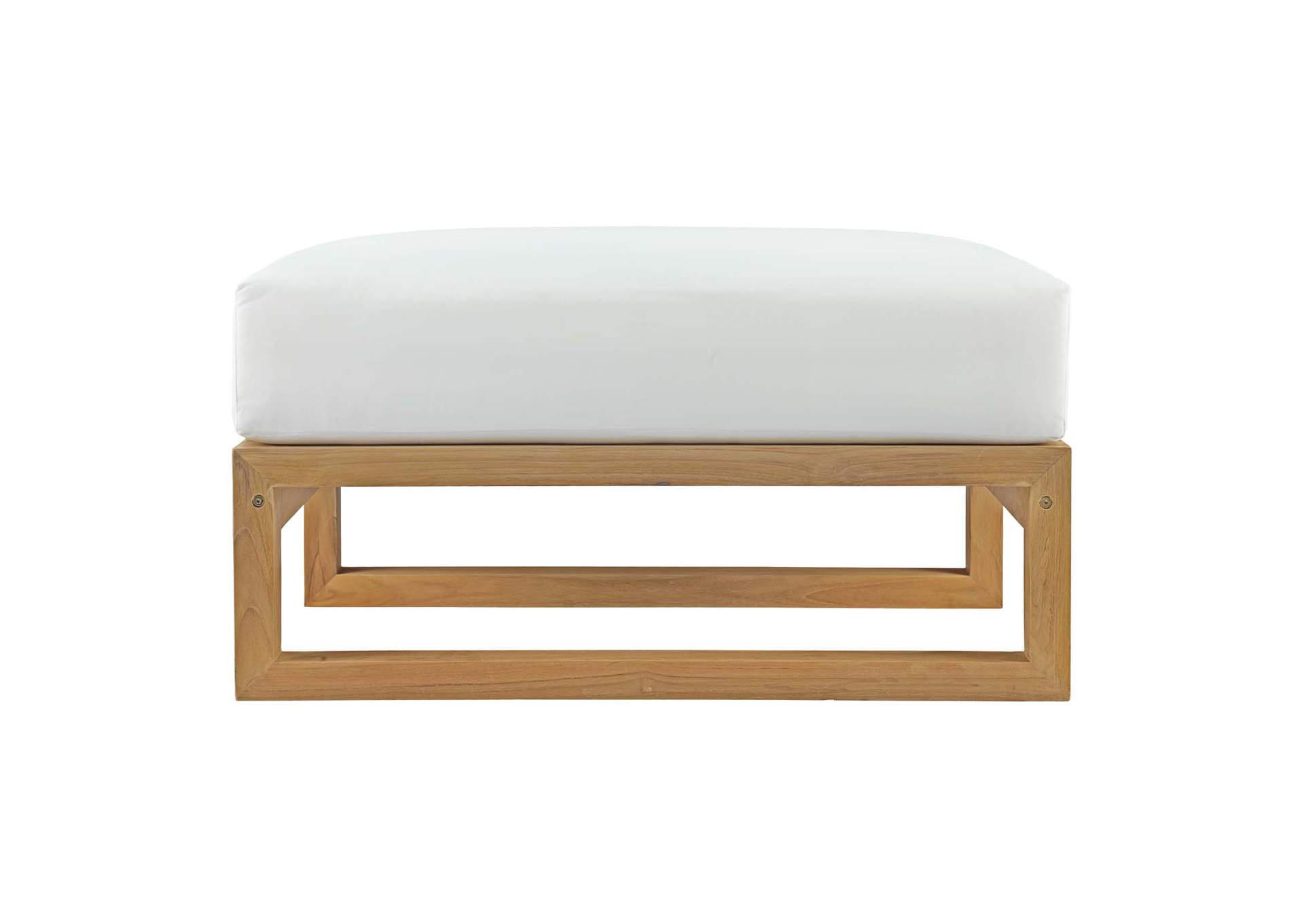 Natural White Upland Outdoor Patio Teak Ottoman,Modway