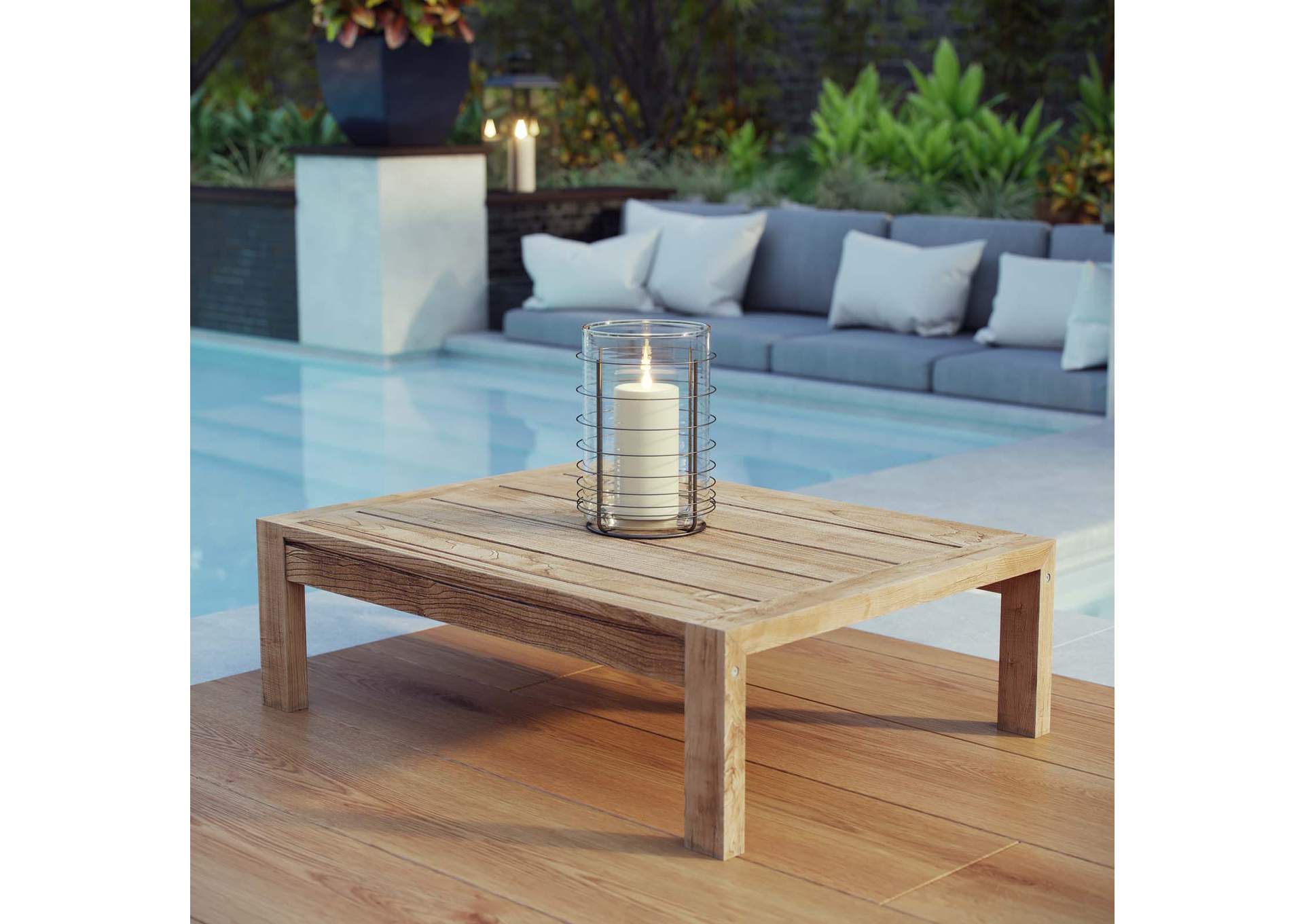 Natural Upland Outdoor Patio Wood Coffee Table,Modway