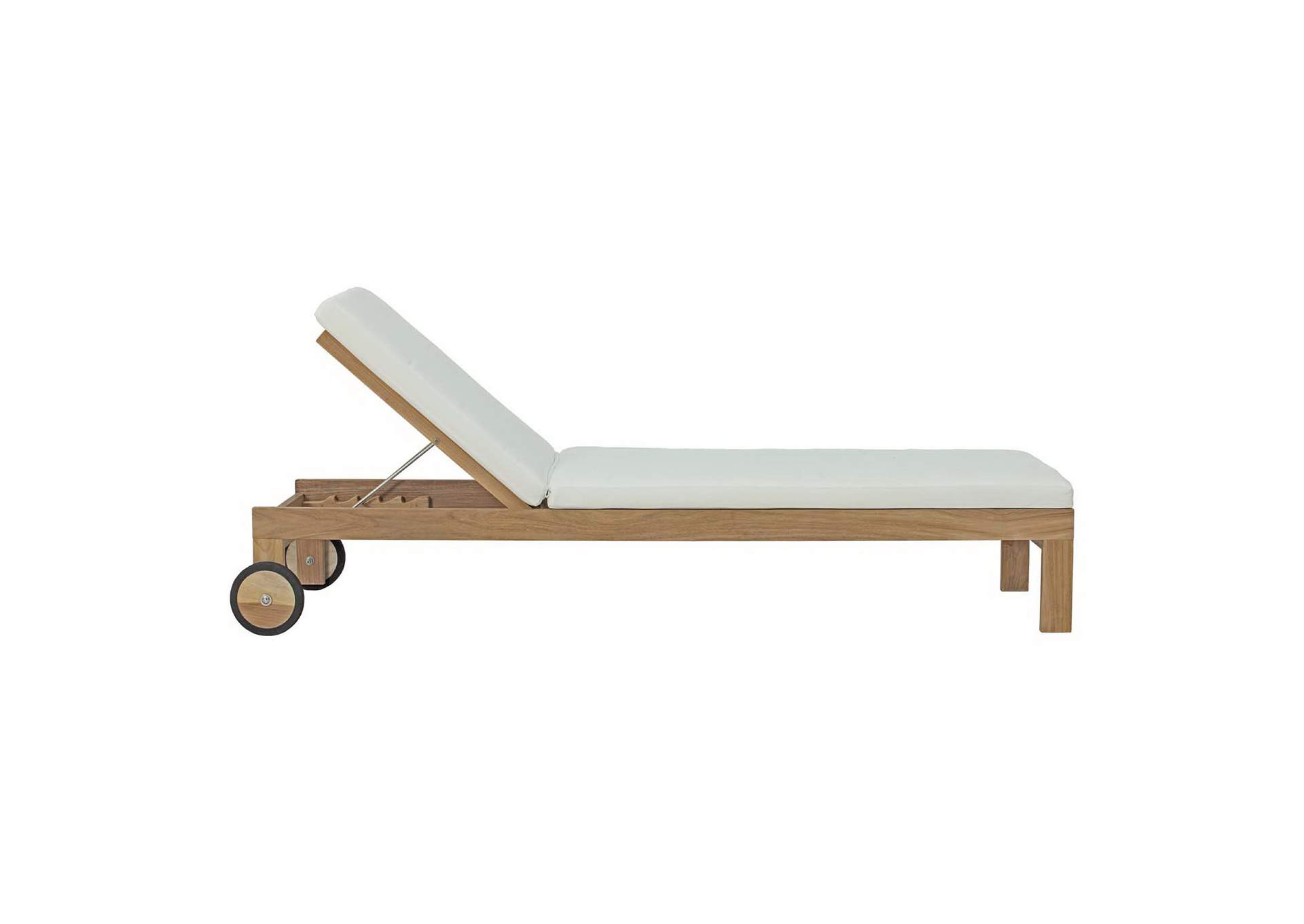 Natural White Upland Outdoor Patio Teak Chaise,Modway