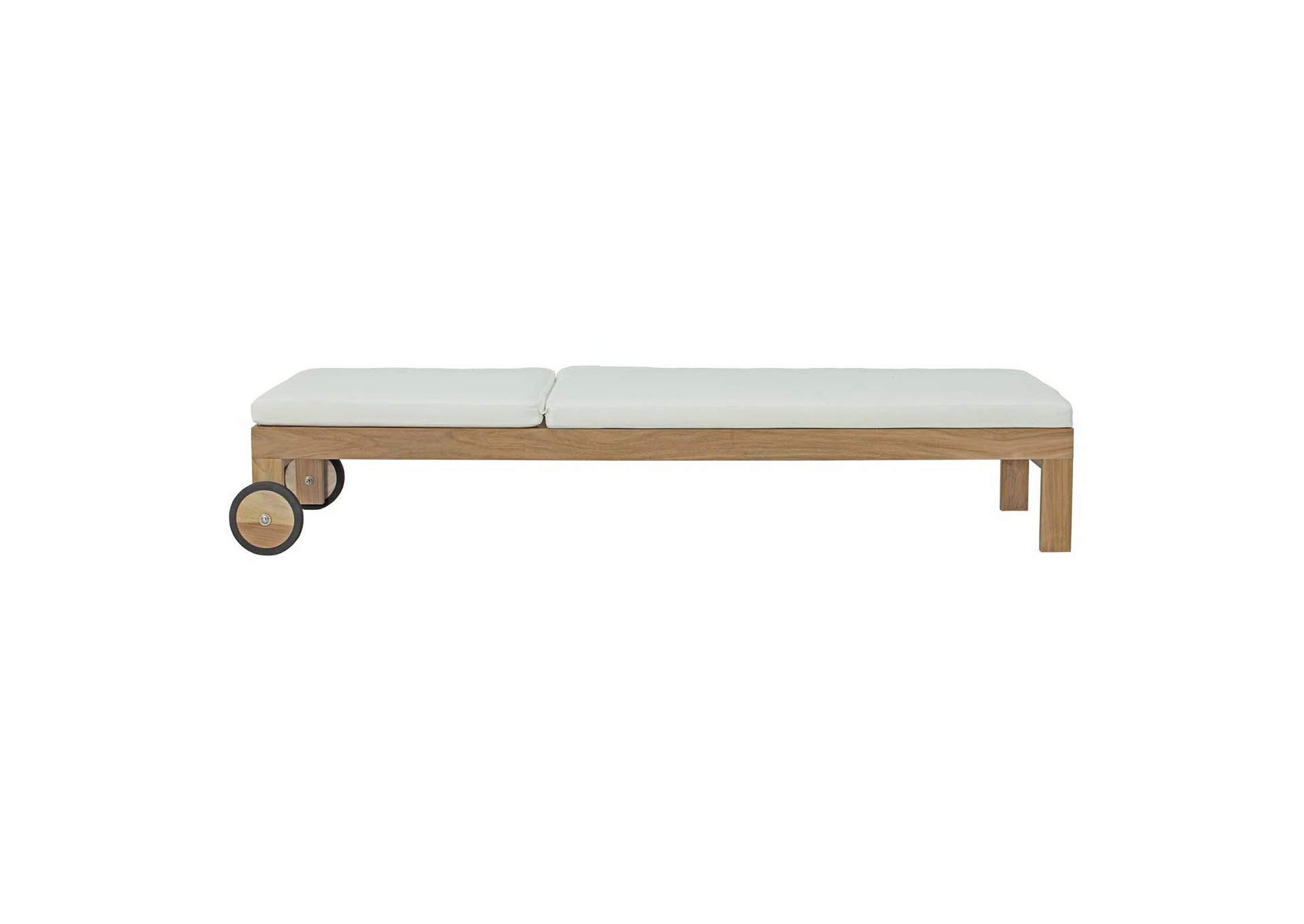 Natural White Upland Outdoor Patio Teak Chaise,Modway