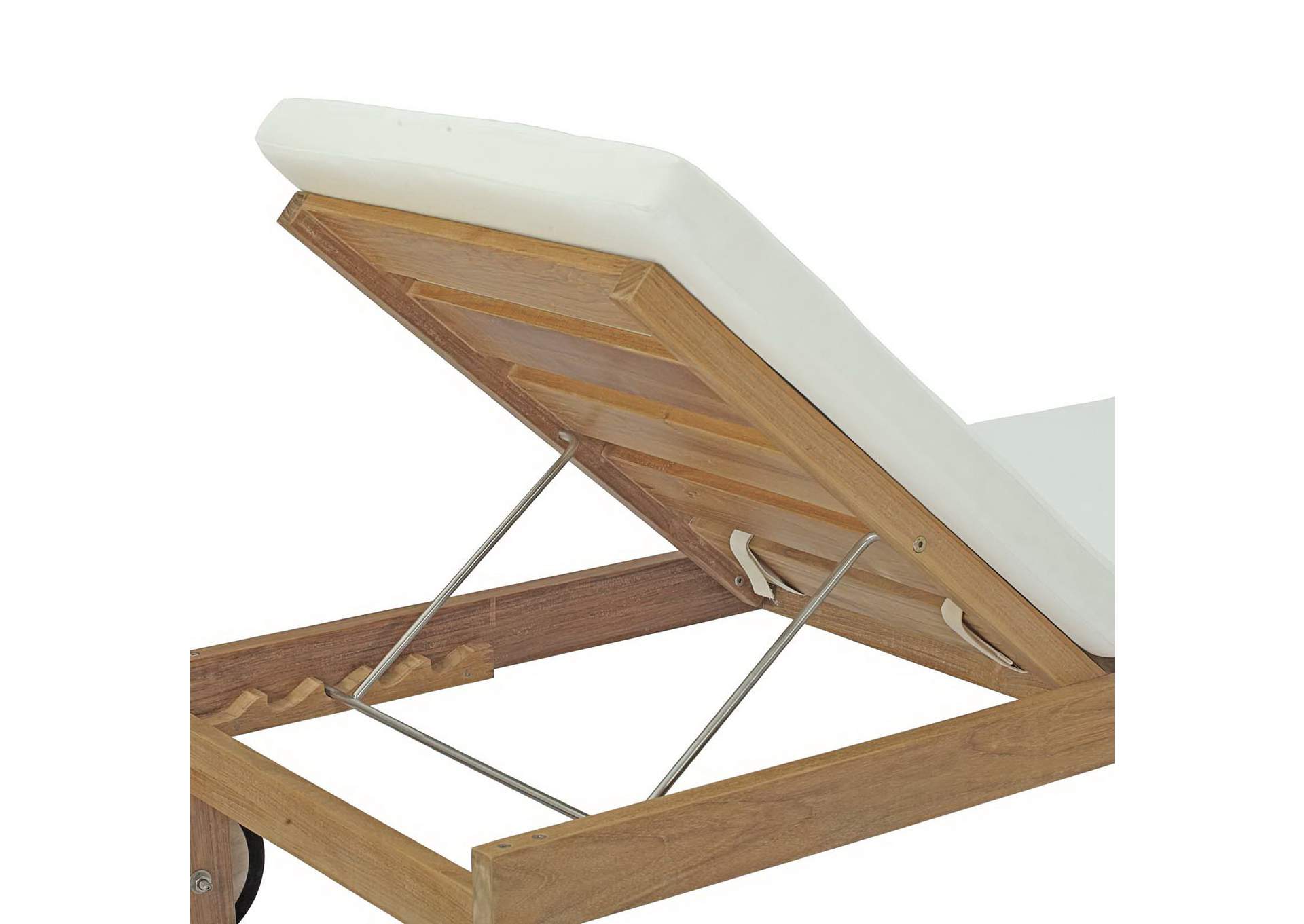 Natural White Upland Outdoor Patio Teak Chaise,Modway