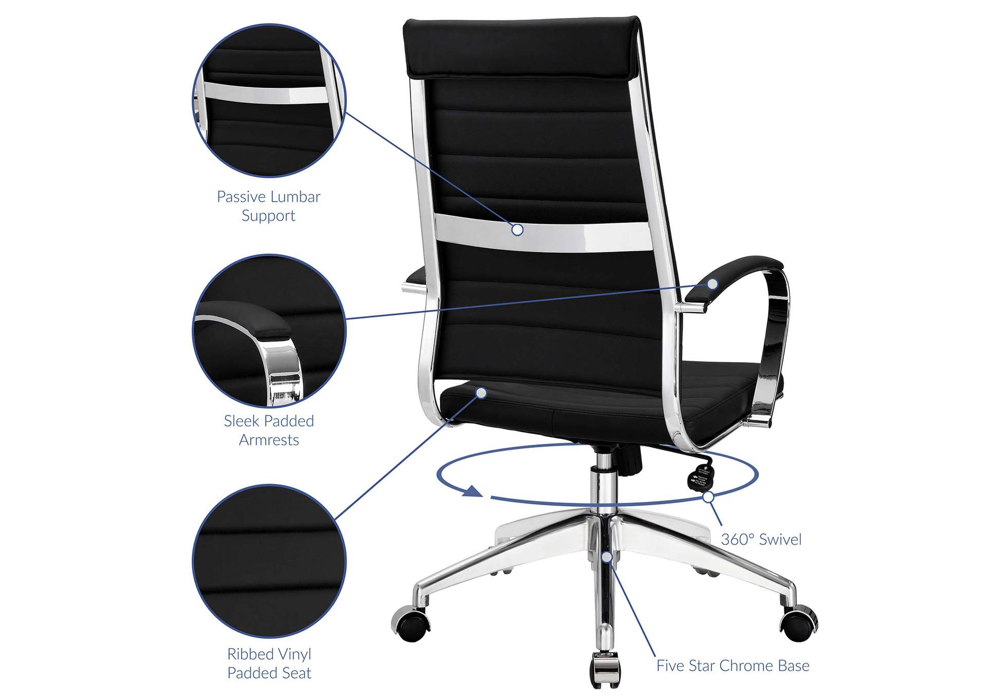 Black Jive Highback Office Chair,Modway