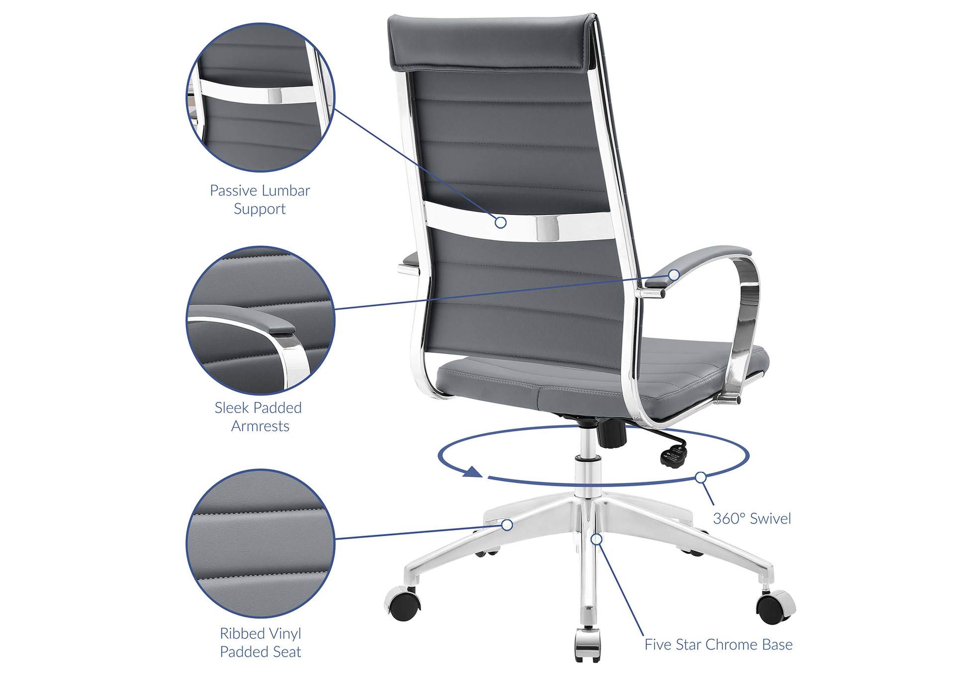 Gray Jive Highback Office Chair,Modway