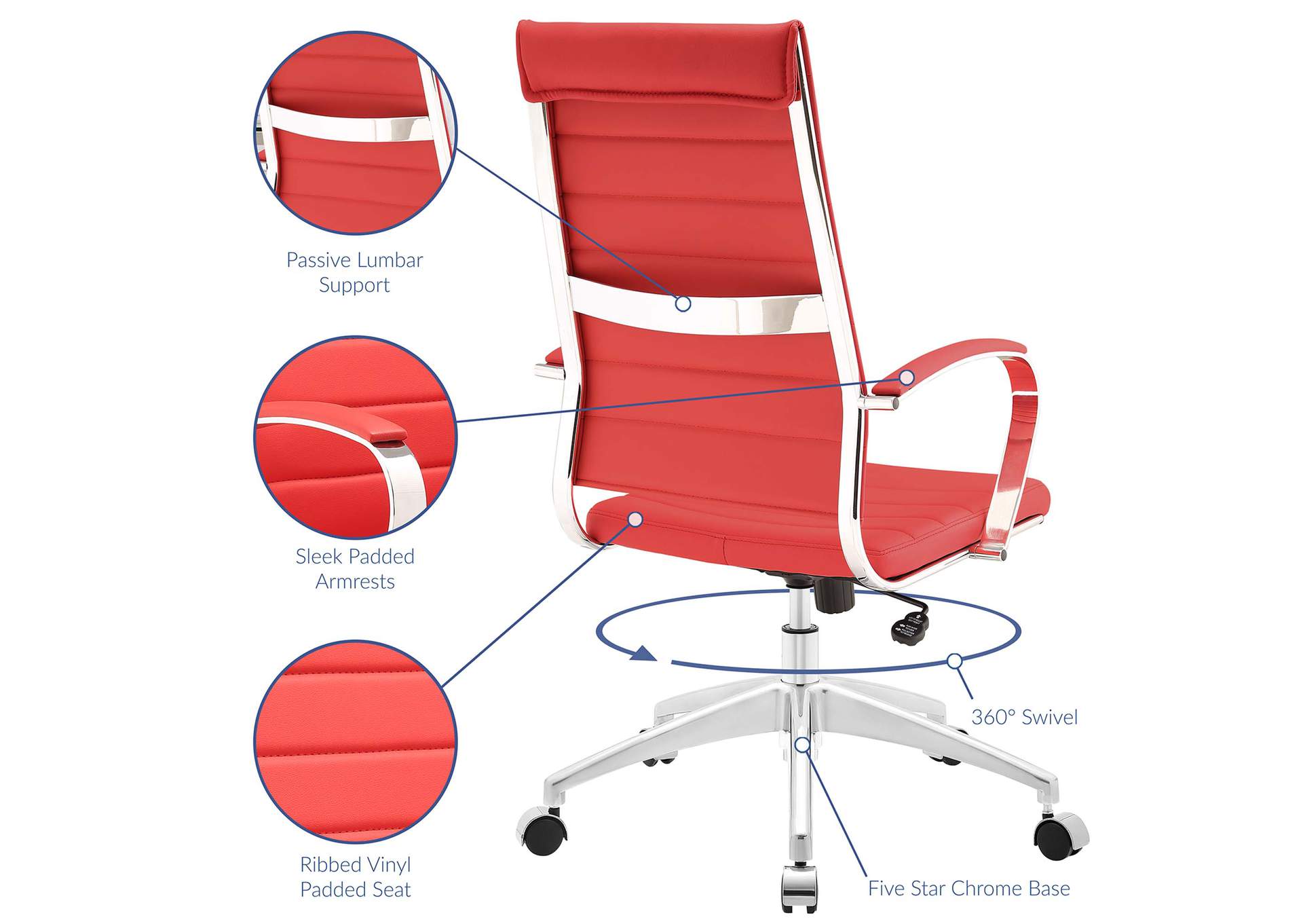 Red Jive Highback Office Chair,Modway