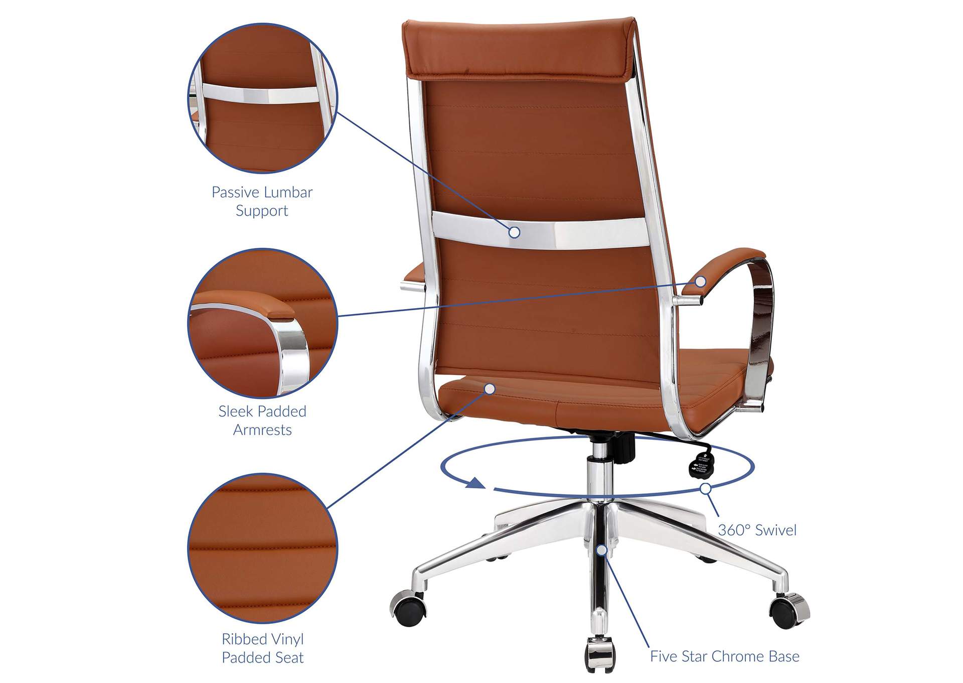 Terracotta Jive Highback Office Chair,Modway