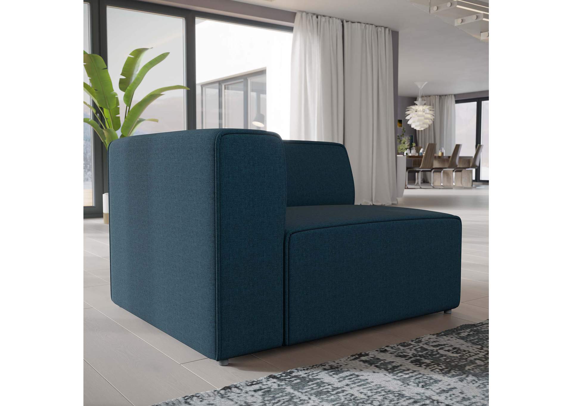 Blue Mingle Fabric Left-Facing Sofa,Modway