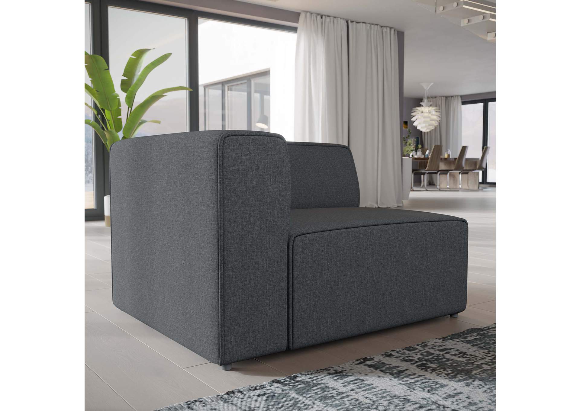 Gray Mingle Fabric Left-Facing Sofa,Modway