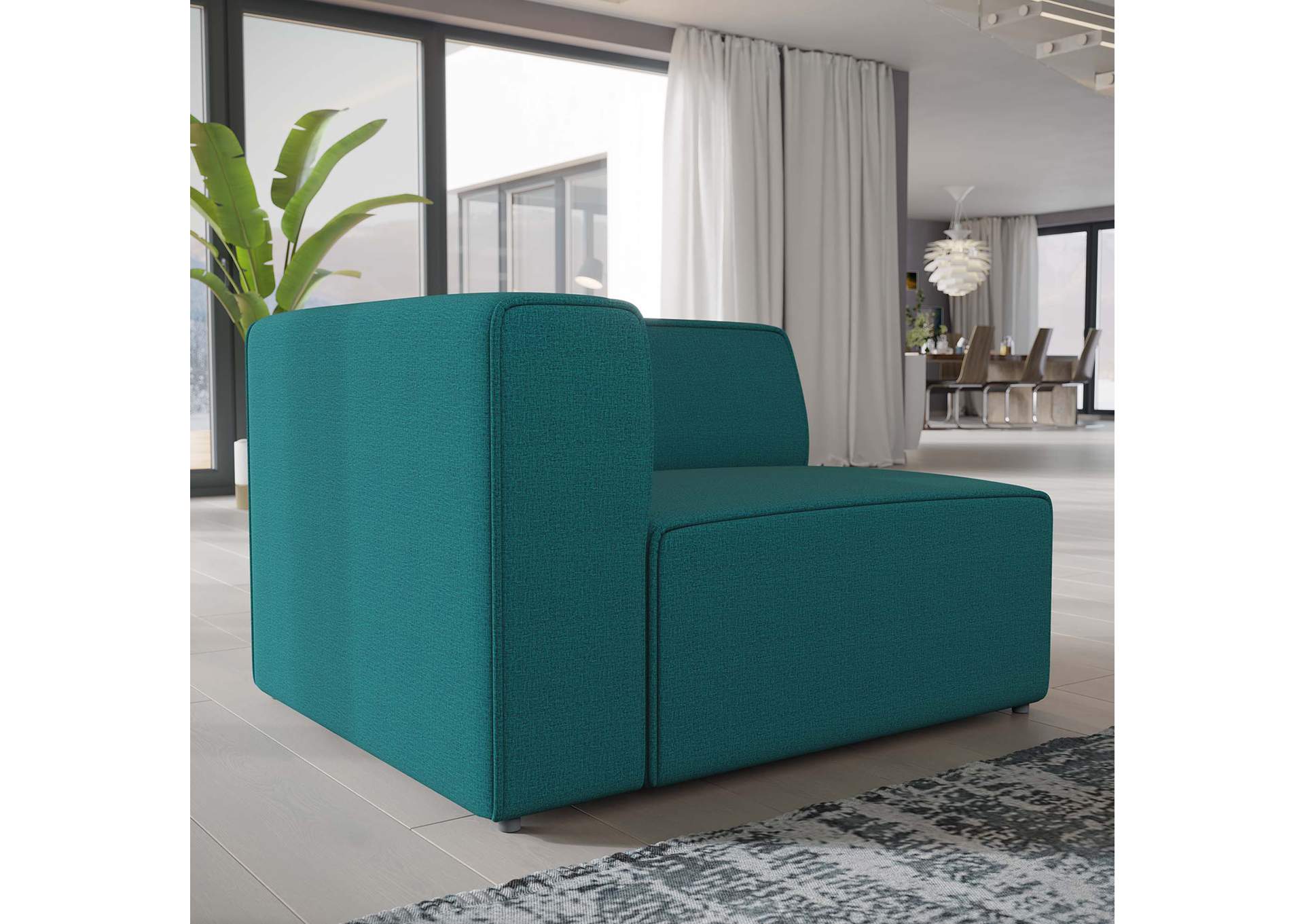 Teal Mingle Fabric Left-Facing Sofa,Modway